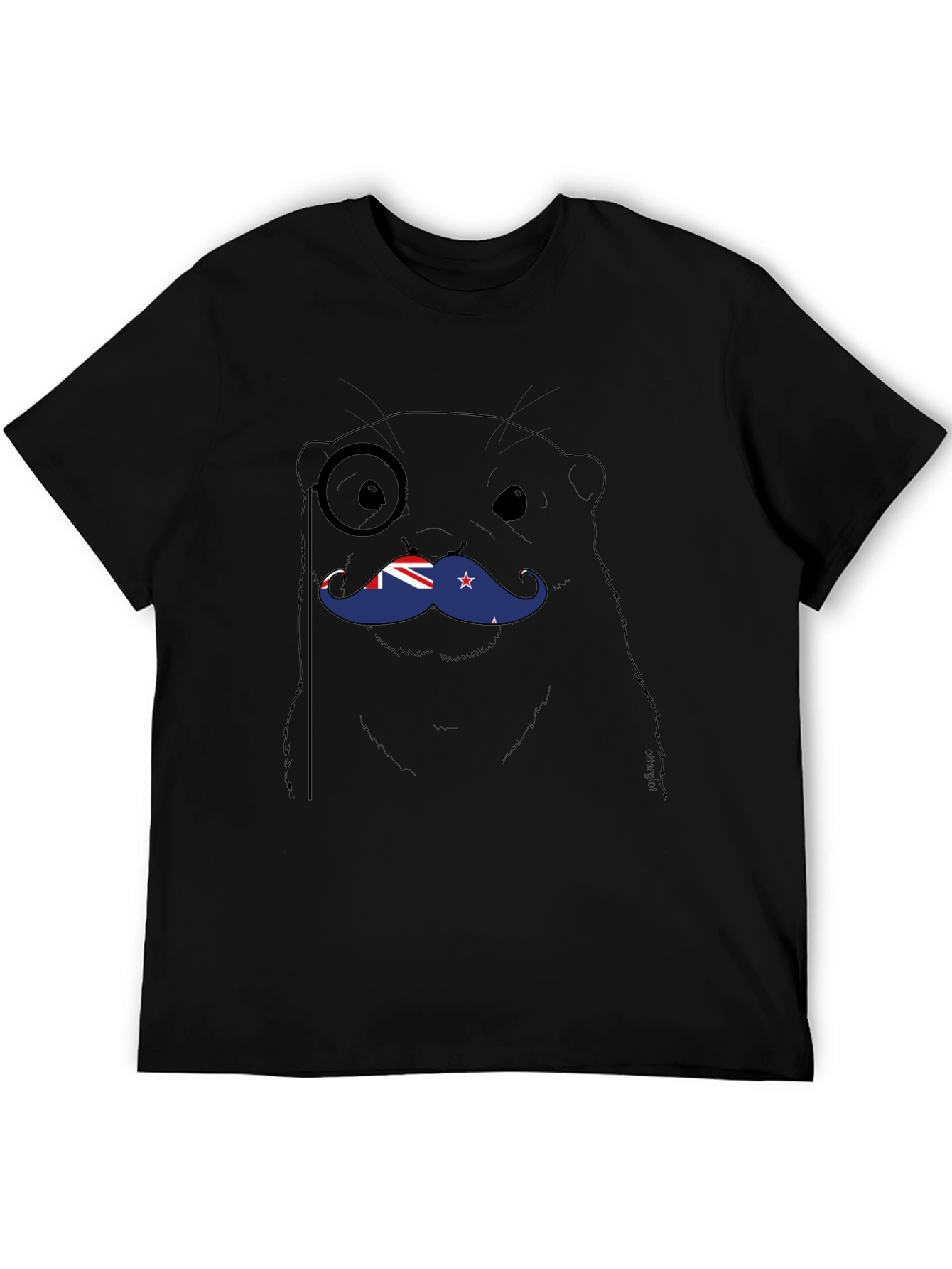 Otter with NZ Flag Moustache T-Shirt