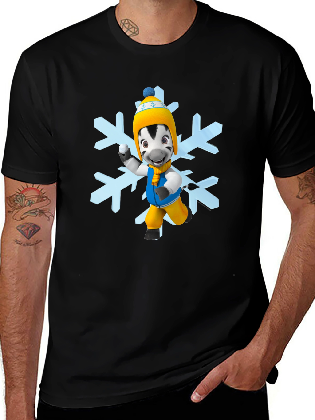 Zebra Snowflake T-Shirt - Cute Winter Apparel