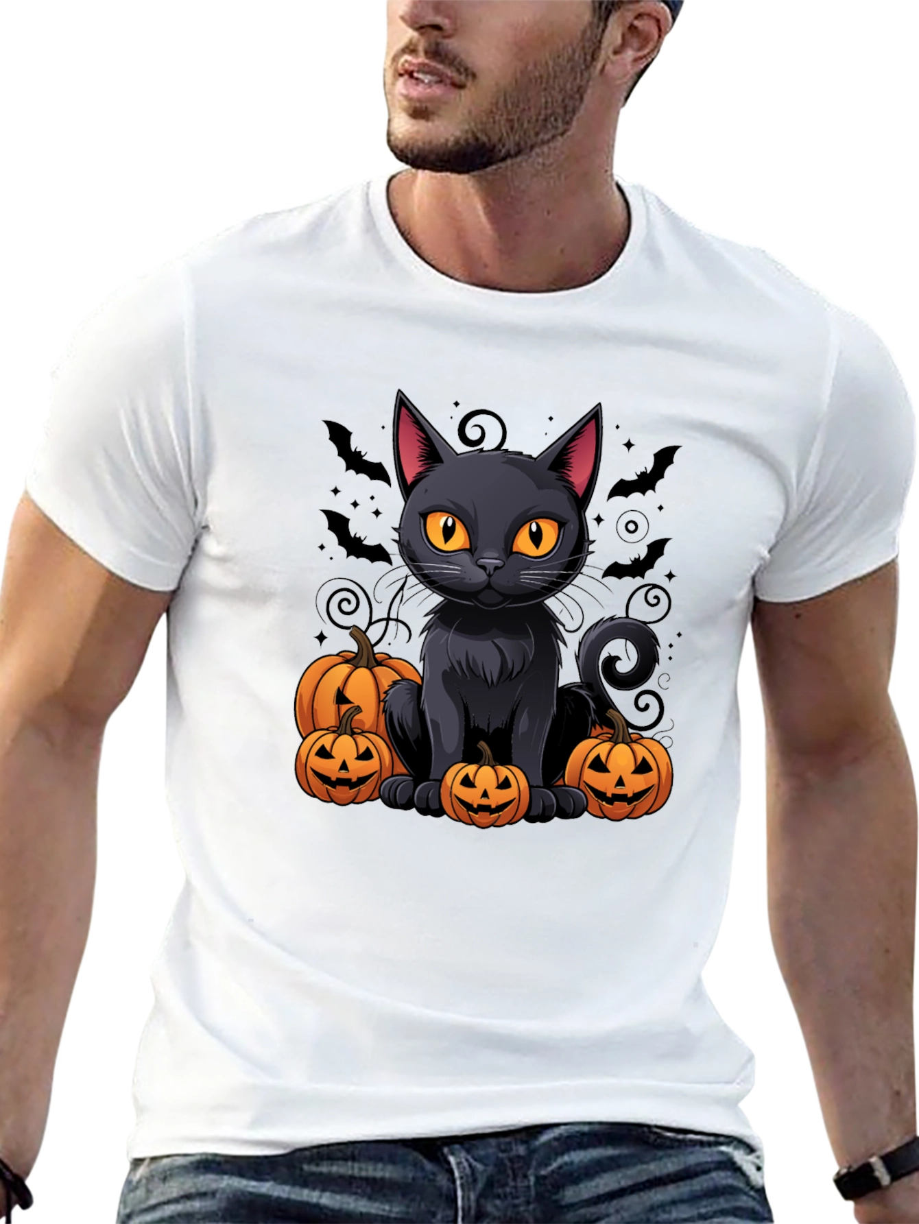 Halloween Cat & Pumpkin T-Shirt
