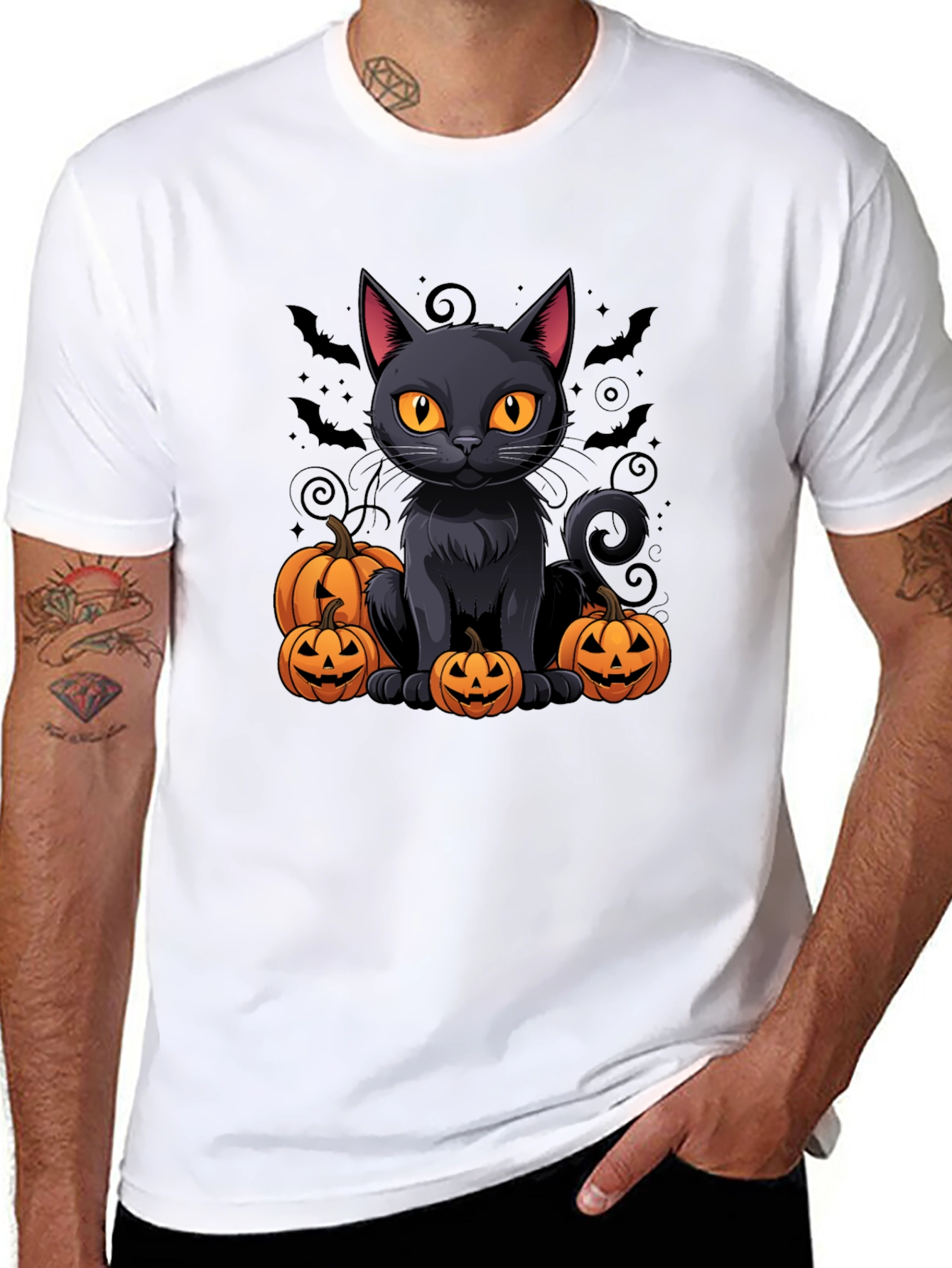 Halloween Cat & Pumpkin T-Shirt