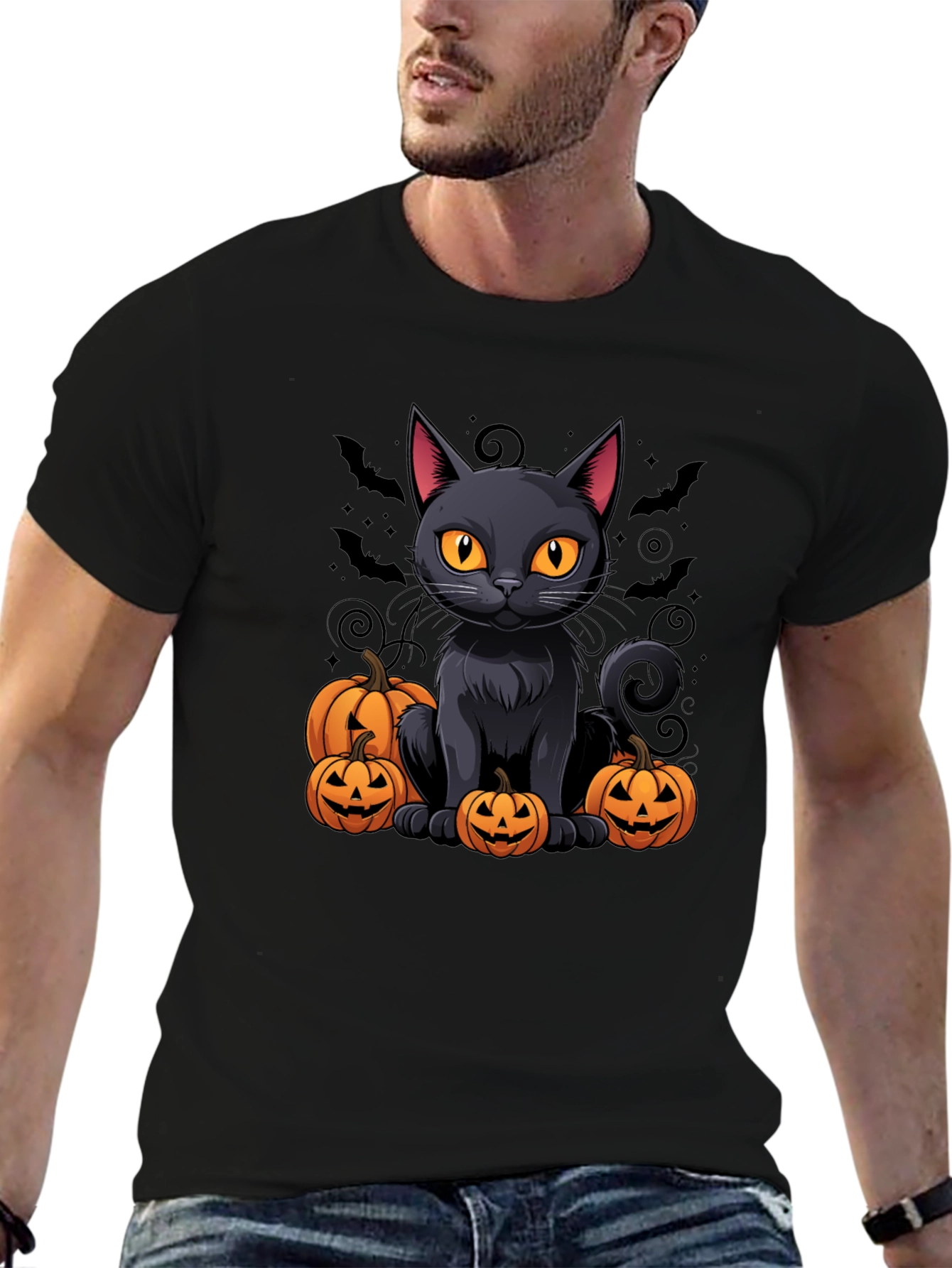 Halloween Cat & Pumpkin T-Shirt