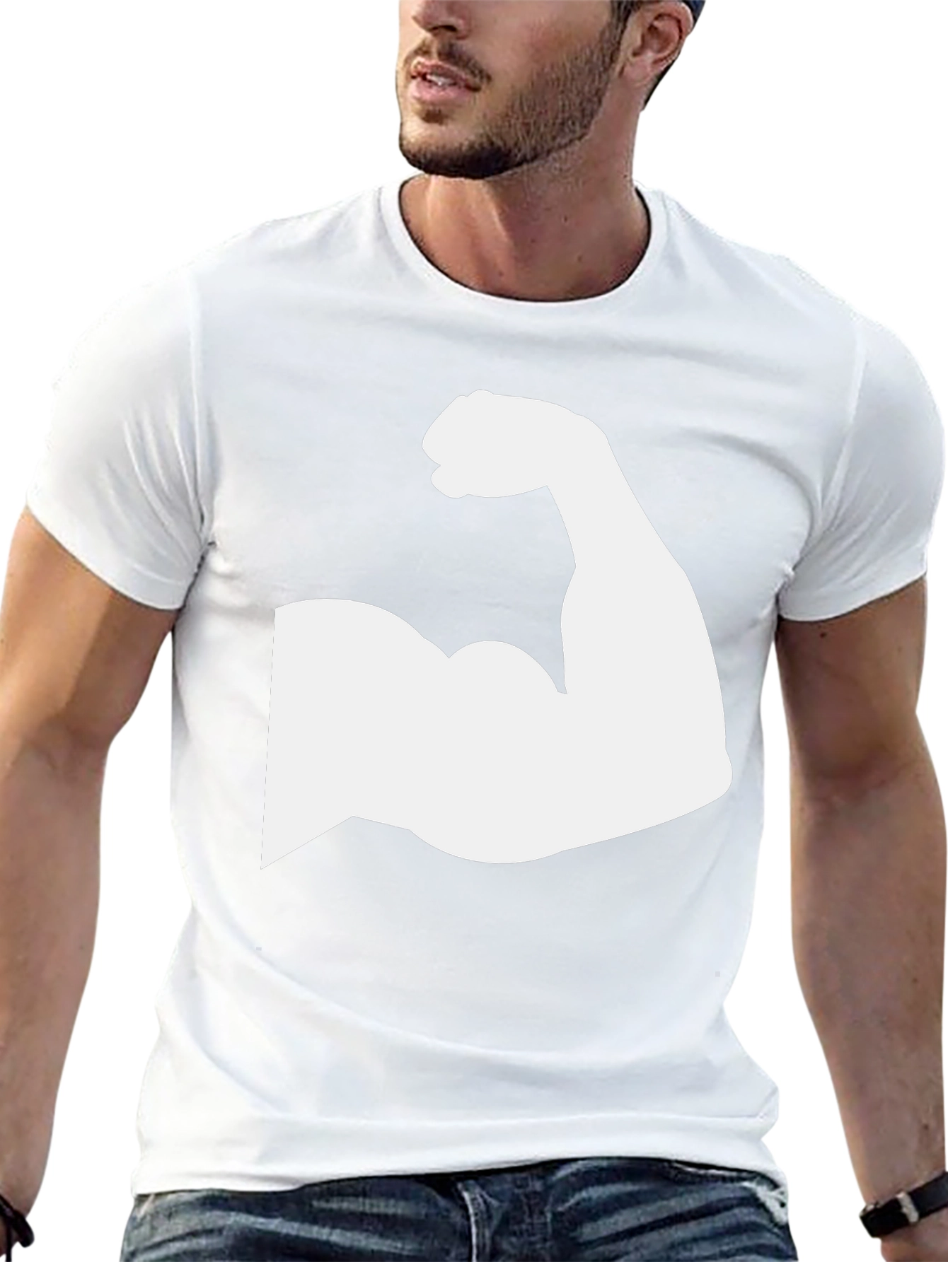Muscle Arm Graphic Tee - Black Cotton T-Shirt