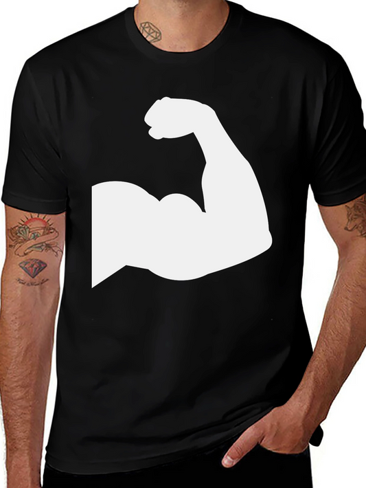 Muscle Arm Graphic Tee - Black Cotton T-Shirt