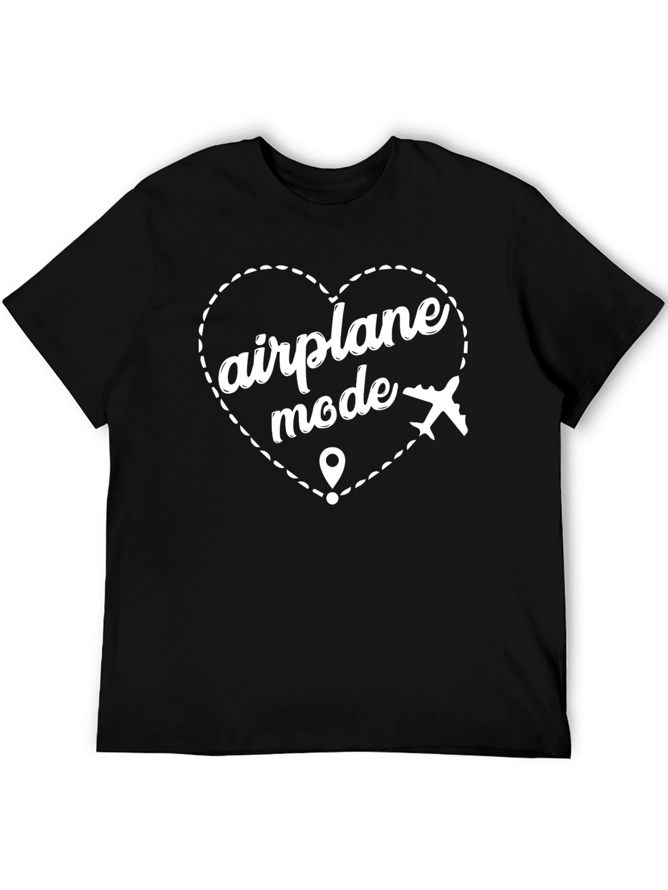 Airplane Mode Heart Graphic T-Shirt - Black