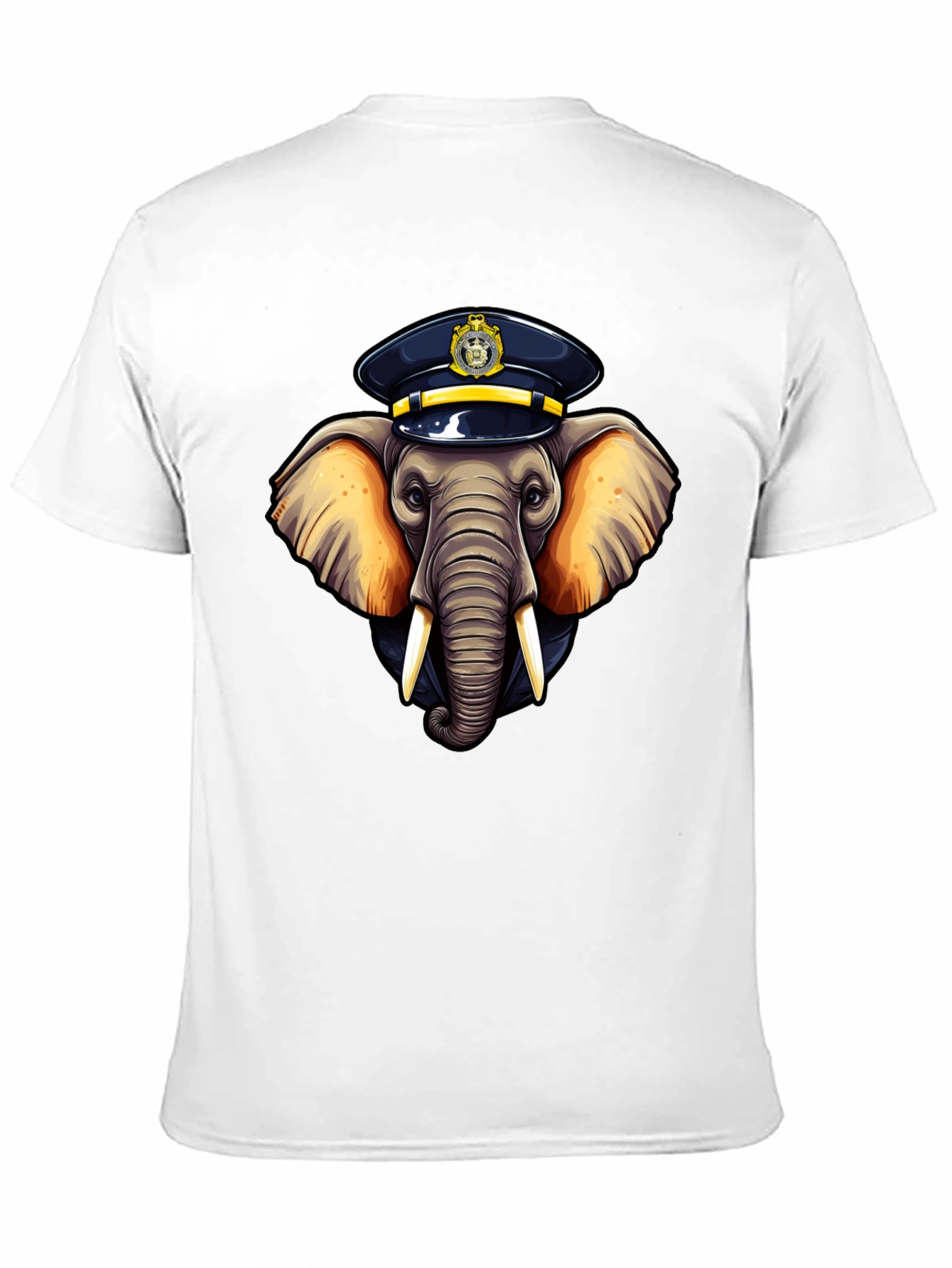 Elephant Police Hat Black T-Shirt