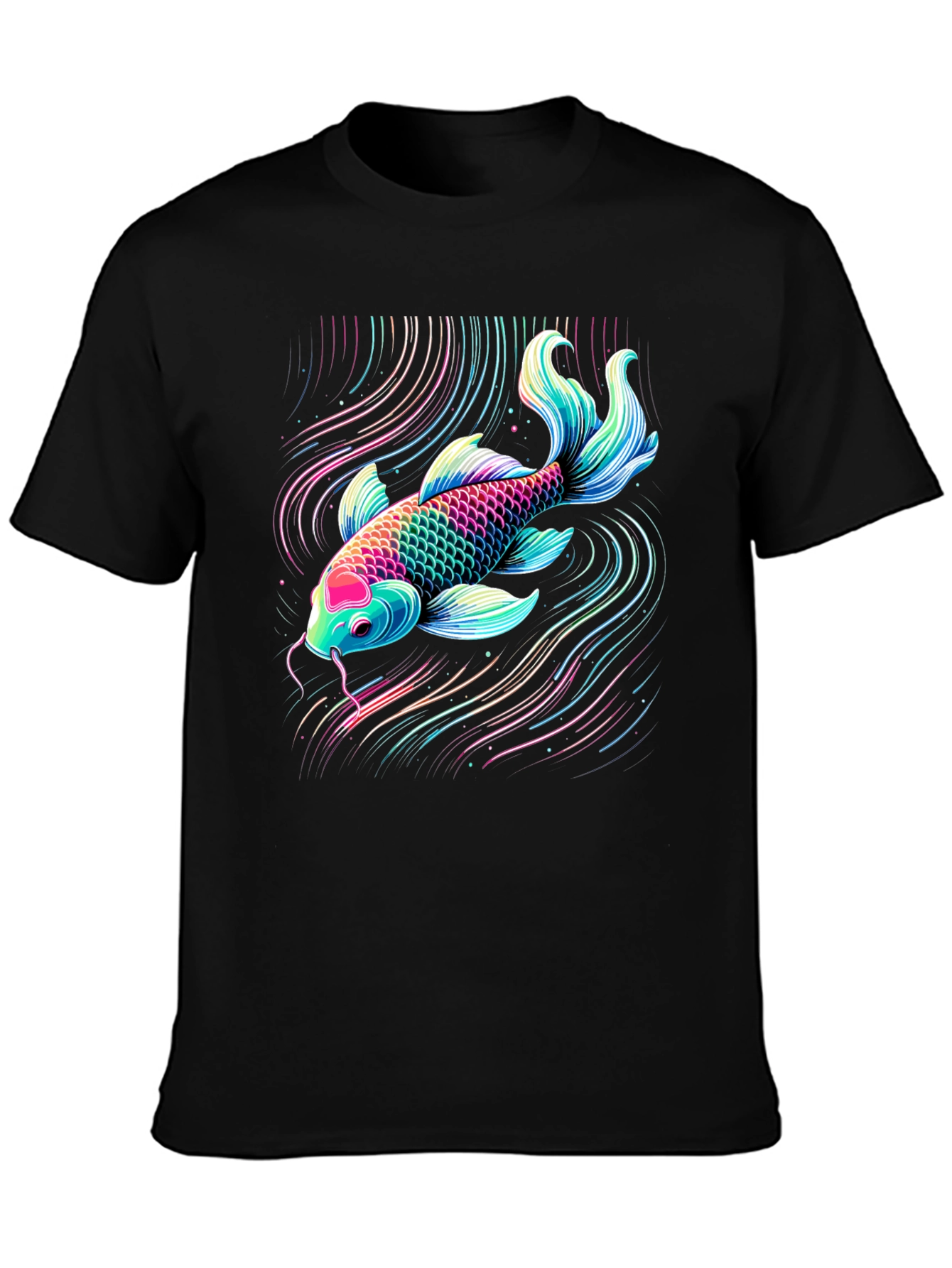 Koi Fish Graphic Tee - Vibrant Neon Style