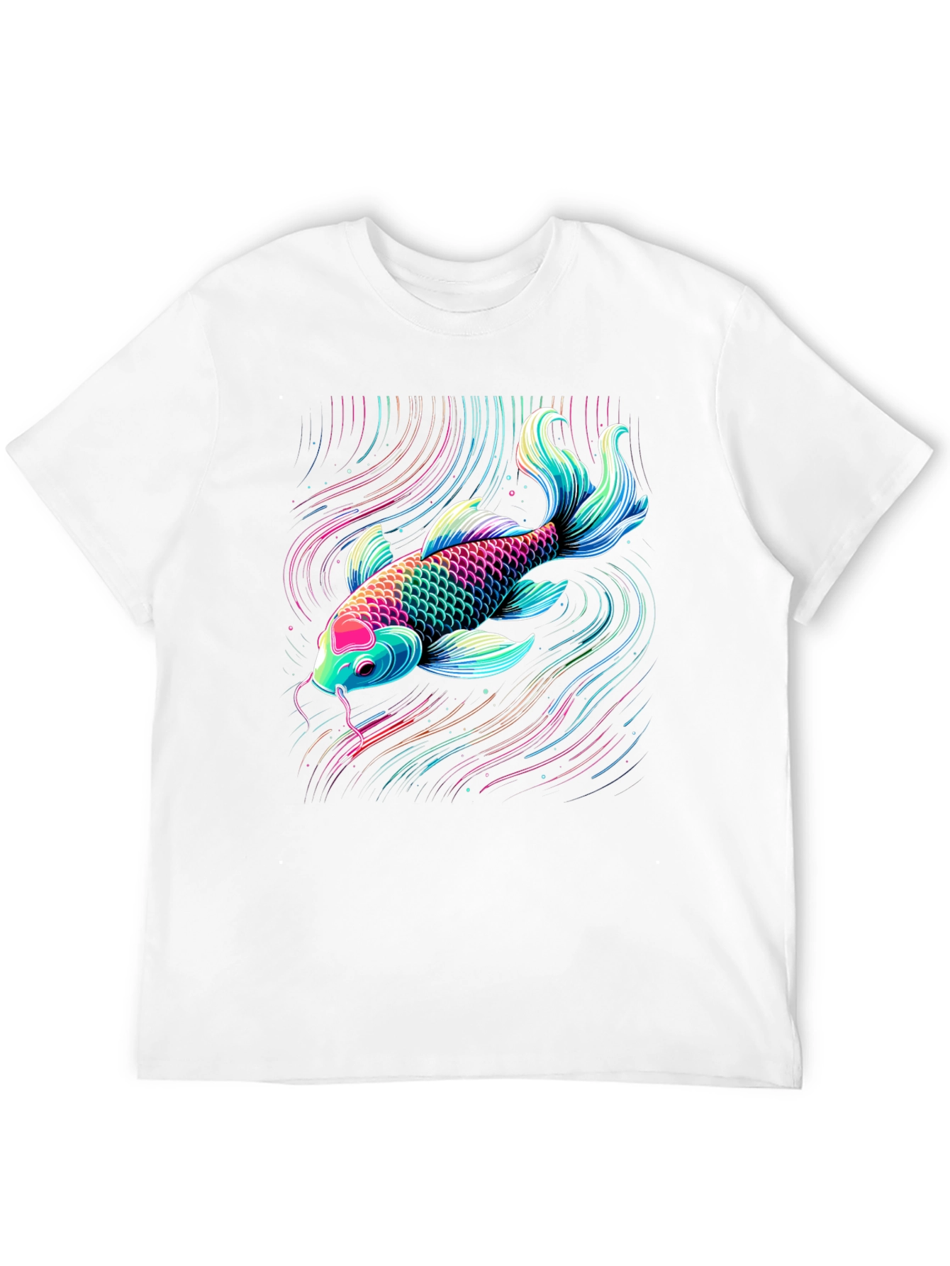 Koi Fish Graphic Tee - Vibrant Neon Style