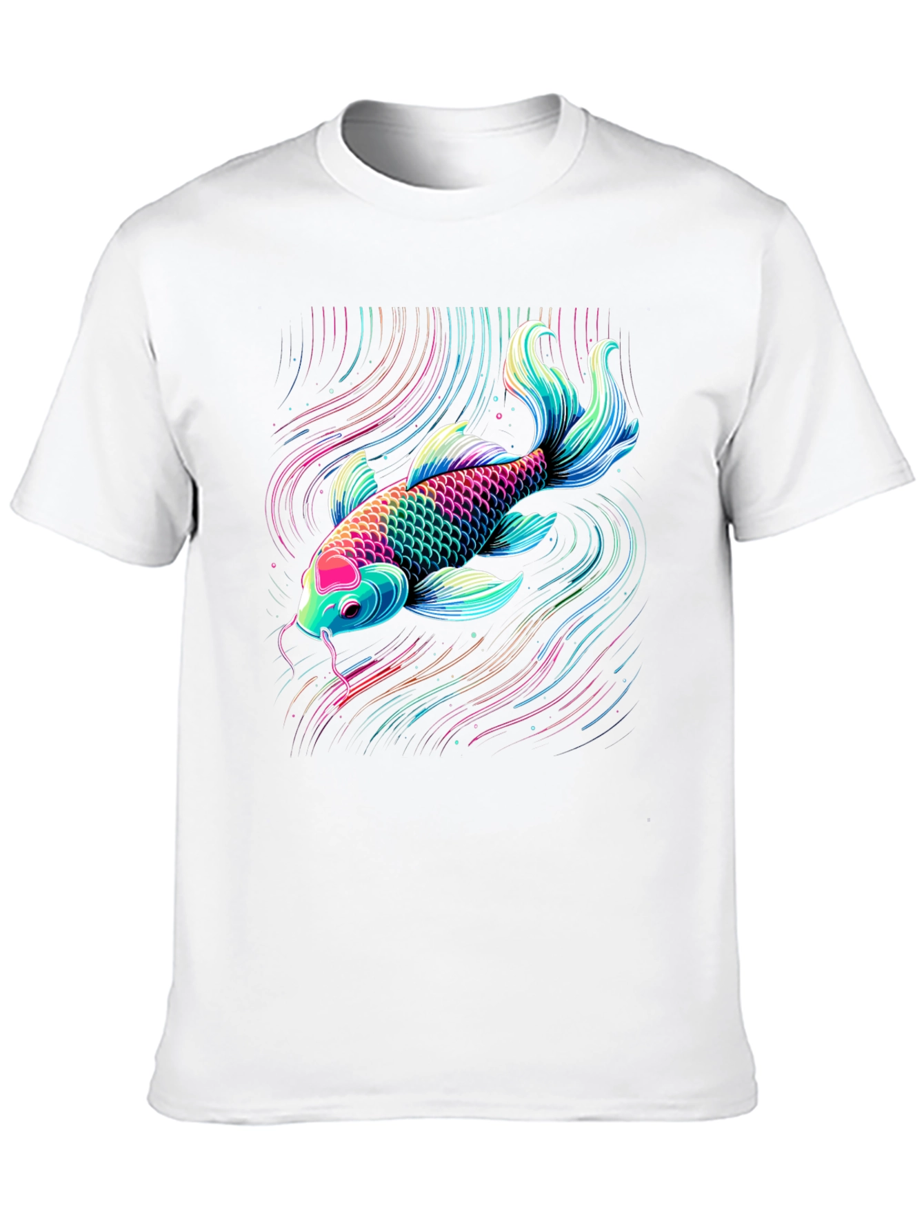 Koi Fish Graphic Tee - Vibrant Neon Style