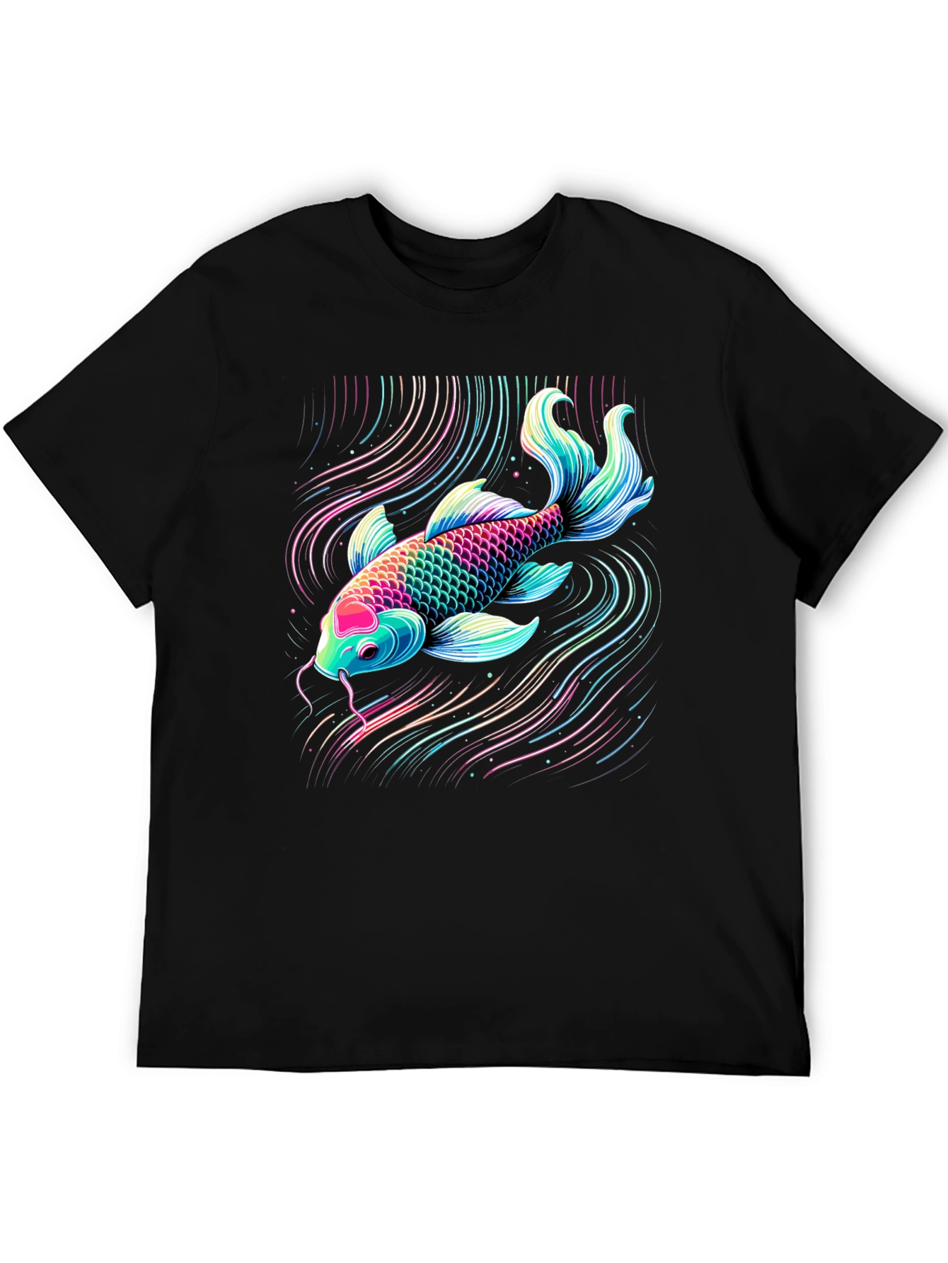 Koi Fish Graphic Tee - Vibrant Neon Style