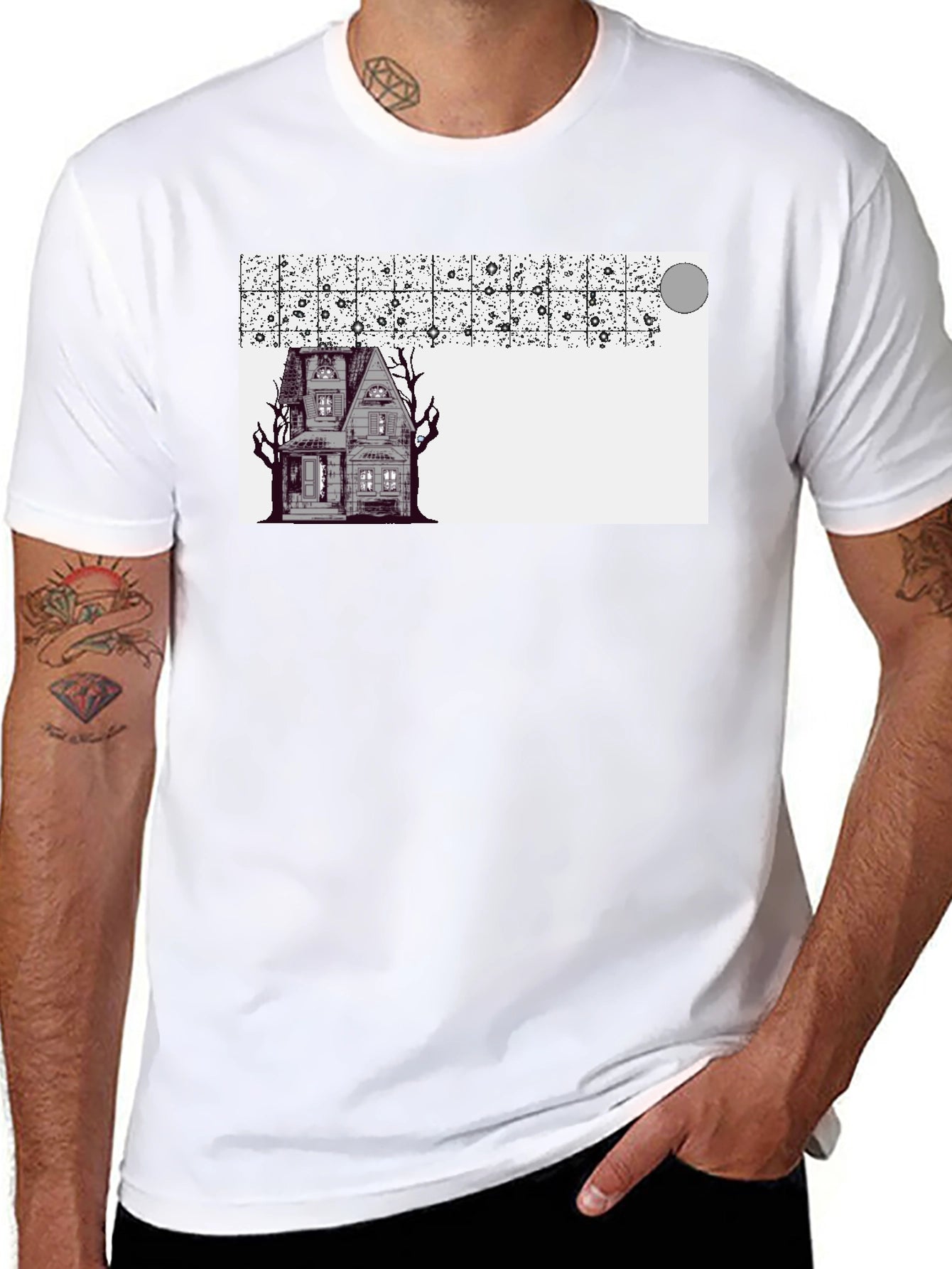 Spooky House Graphic Black T-Shirt