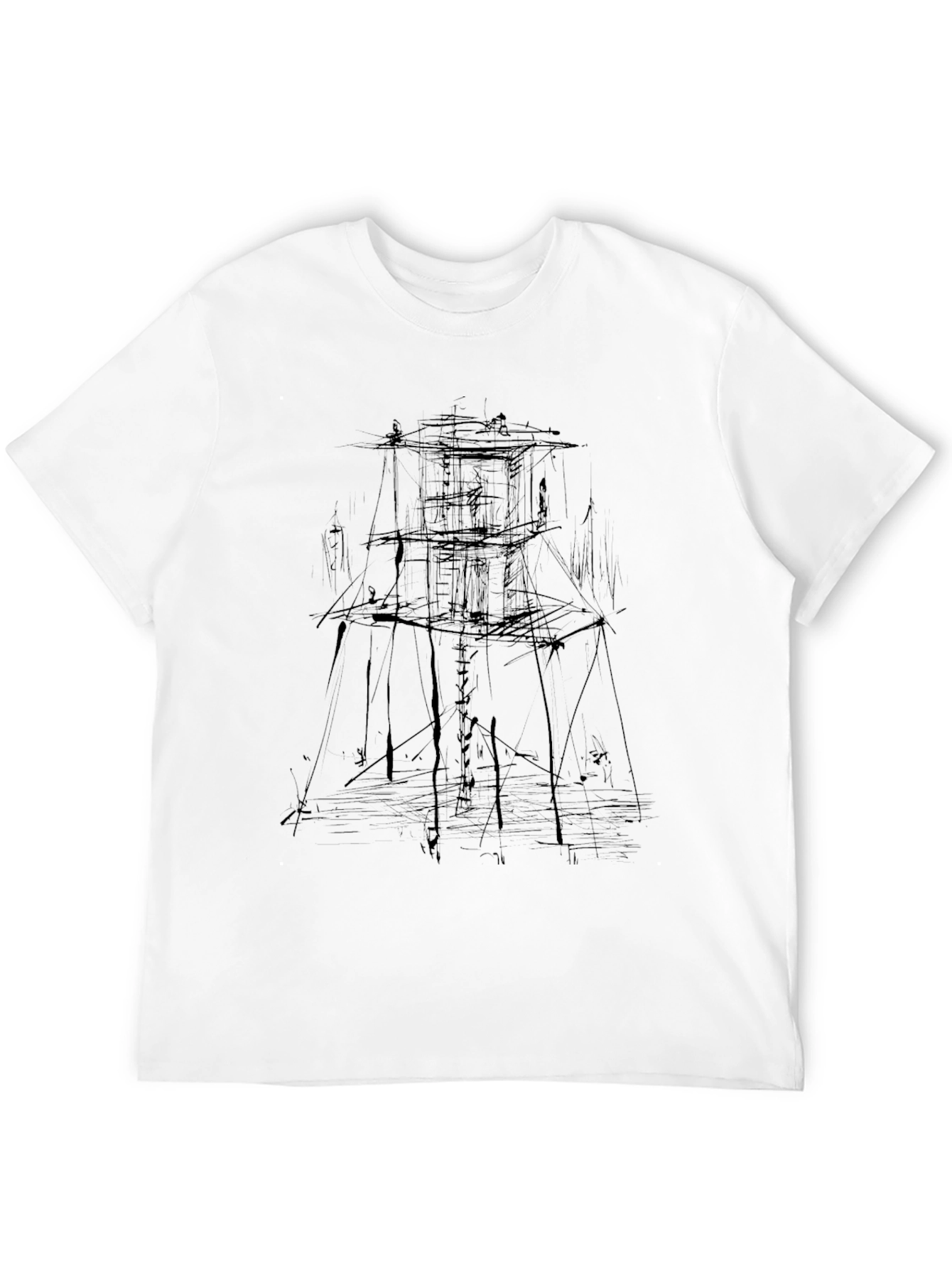 Abstract Tower Black Graphic Tee