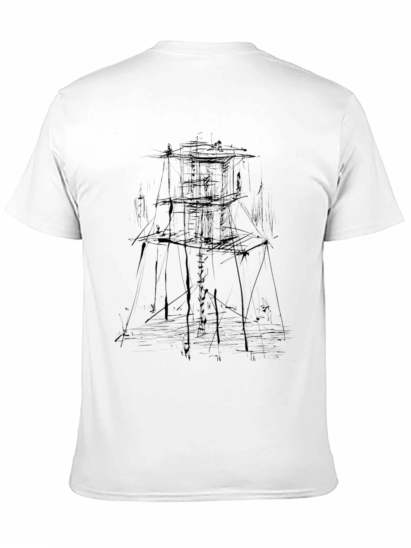 Abstract Tower Black Graphic Tee