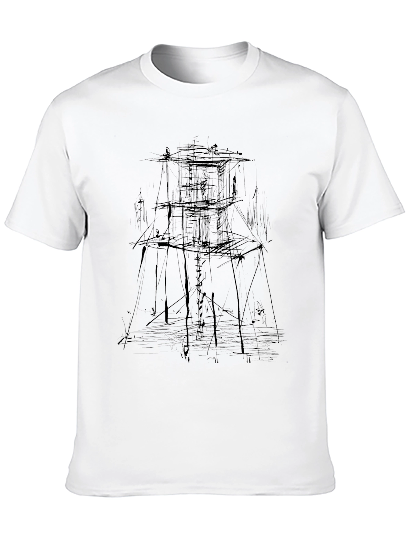 Abstract Tower Black Graphic Tee