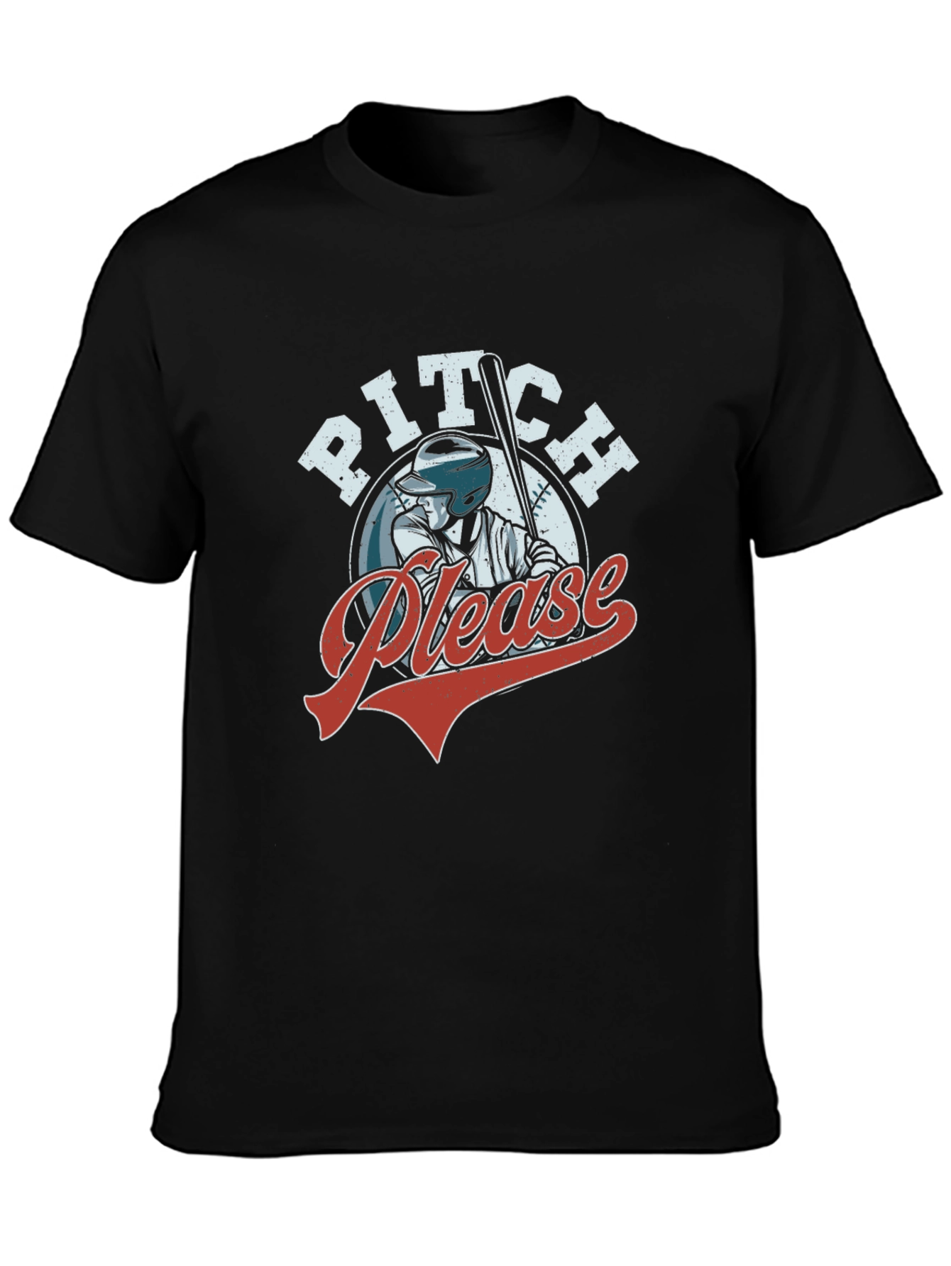 Pitch Please Baseball Graphic T-Shirt - Black