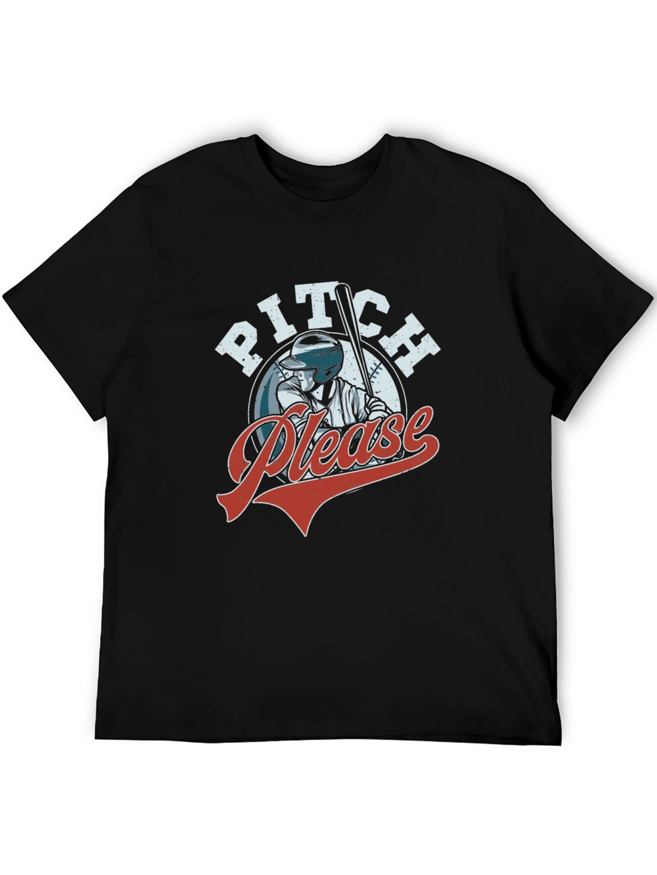 Pitch Please Baseball Graphic T-Shirt - Black