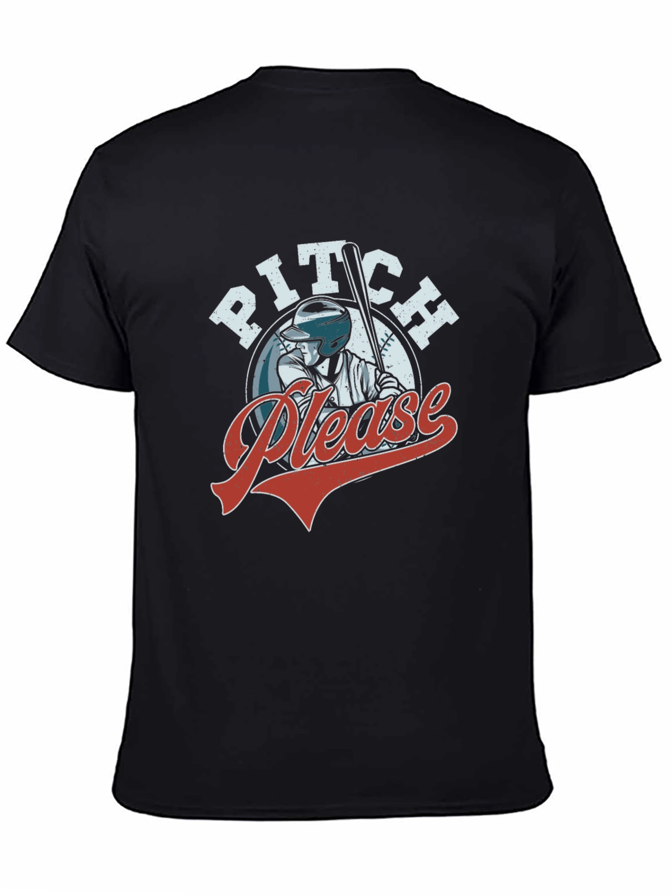 Pitch Please Baseball Graphic T-Shirt - Black