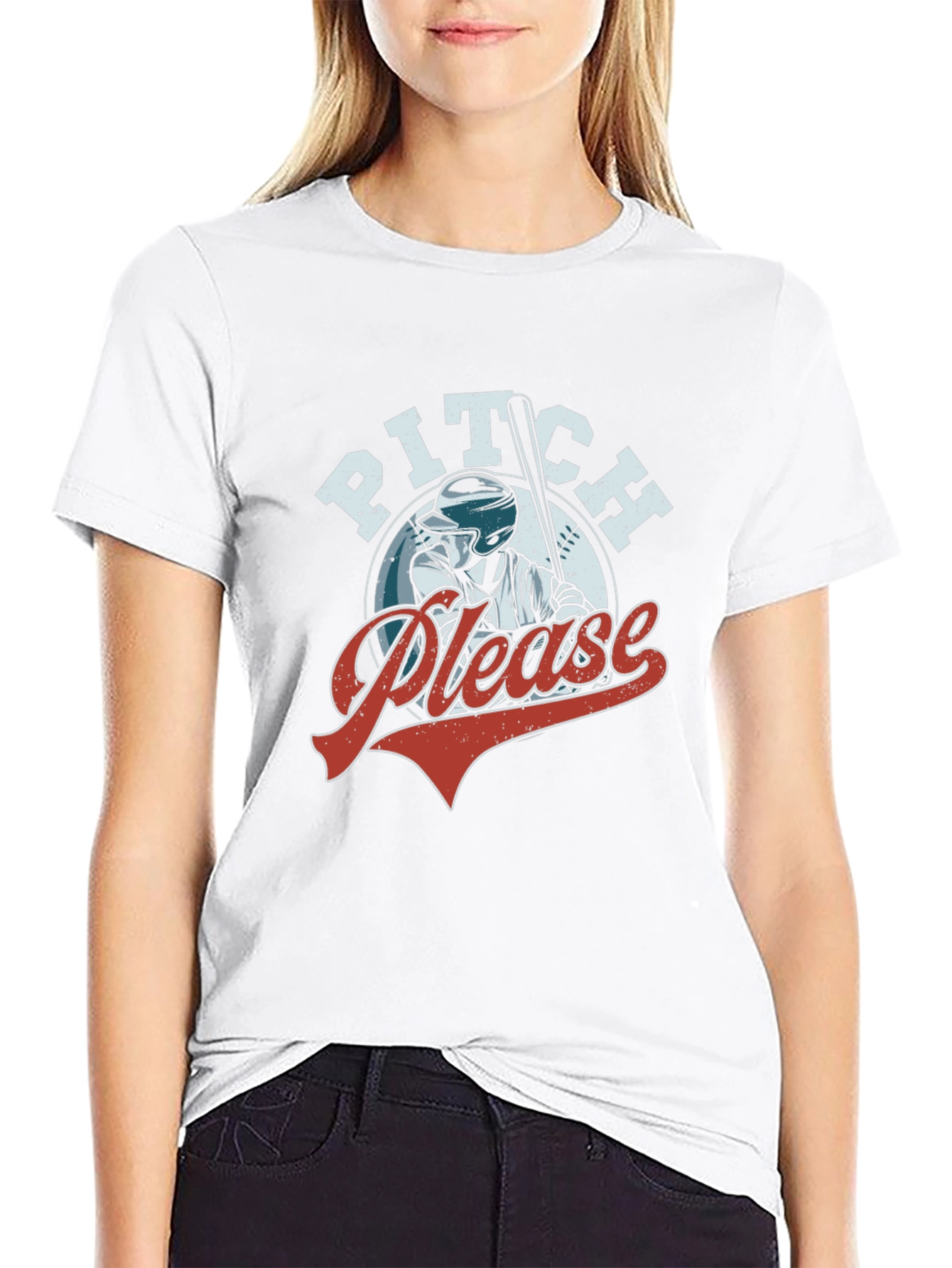 Pitch Please Baseball Graphic T-Shirt - Black