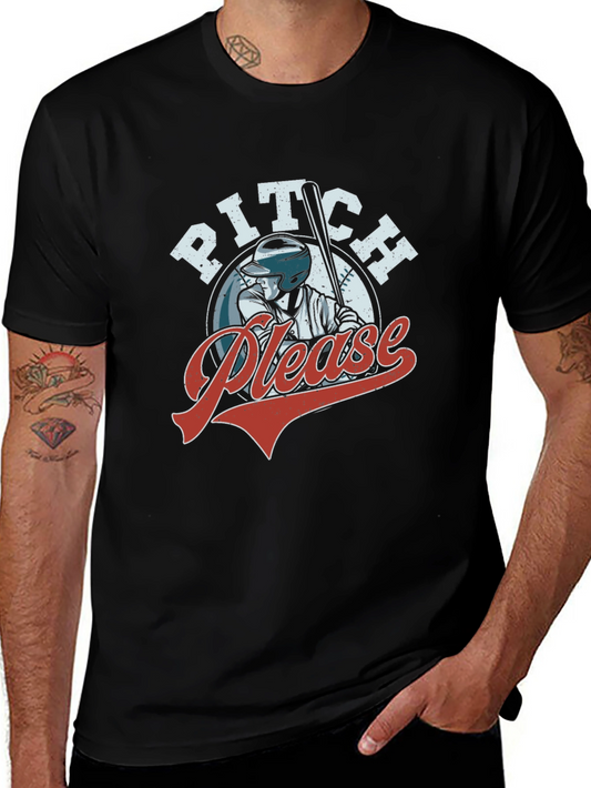 Pitch Please Baseball Graphic T-Shirt - Black
