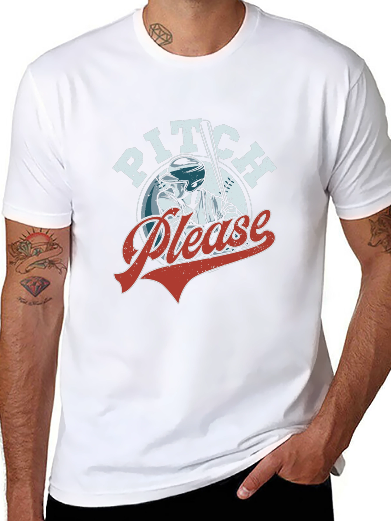 Pitch Please Baseball Graphic T-Shirt - Black