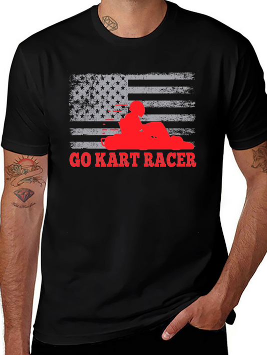 Go Kart Racer American Flag T-Shirt