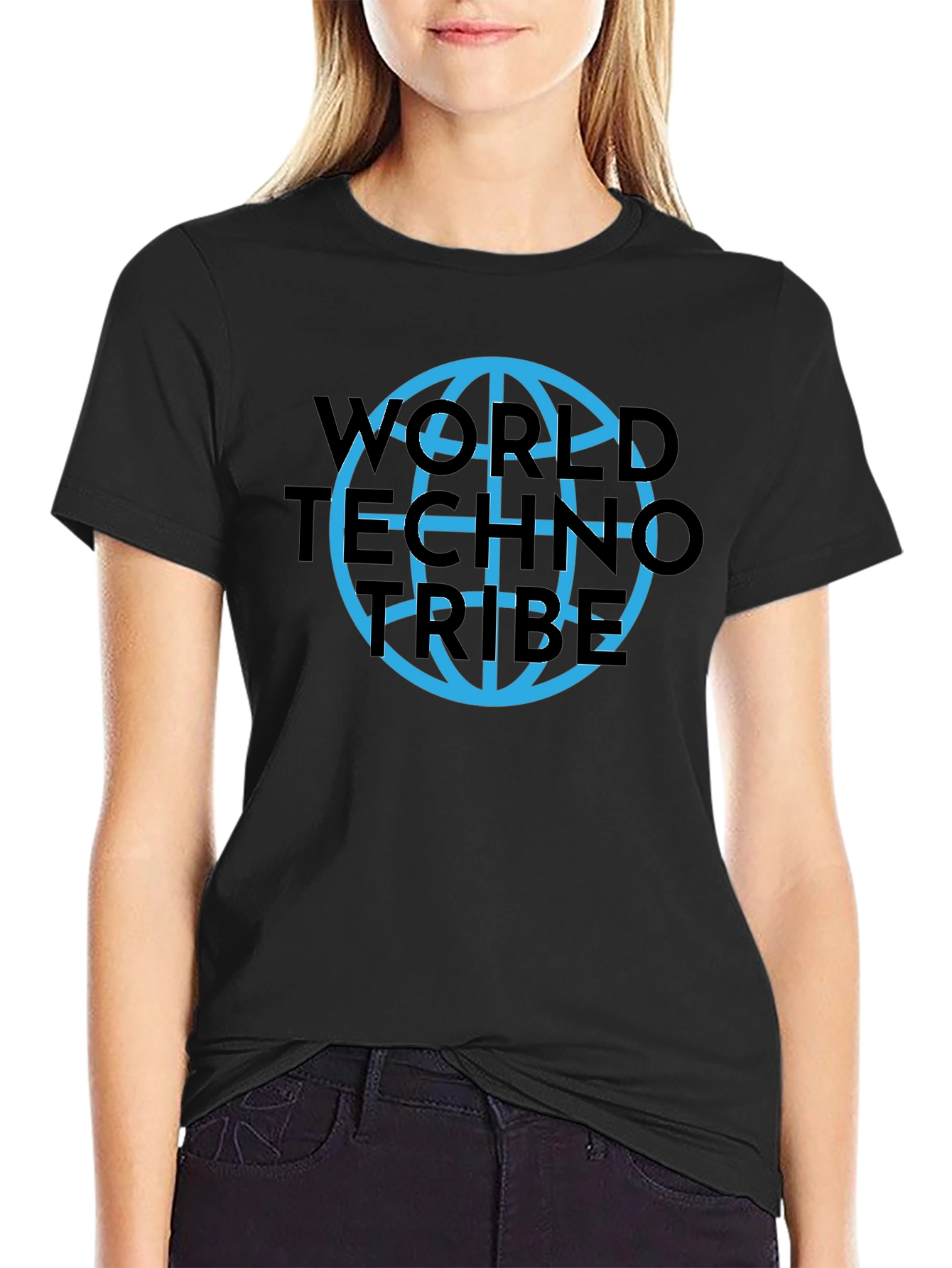 World Techno Tribe Black Graphic T-Shirt