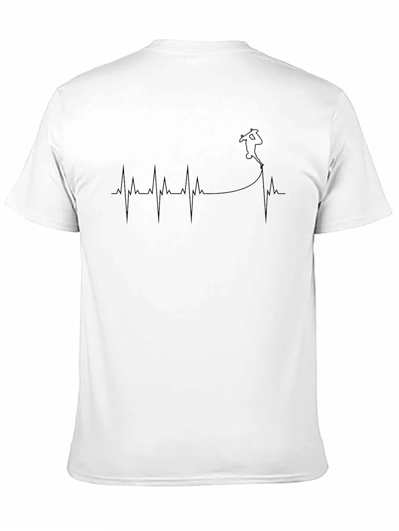 Skateboarding Heartbeat T-Shirt - Black Cotton Graphic Tee