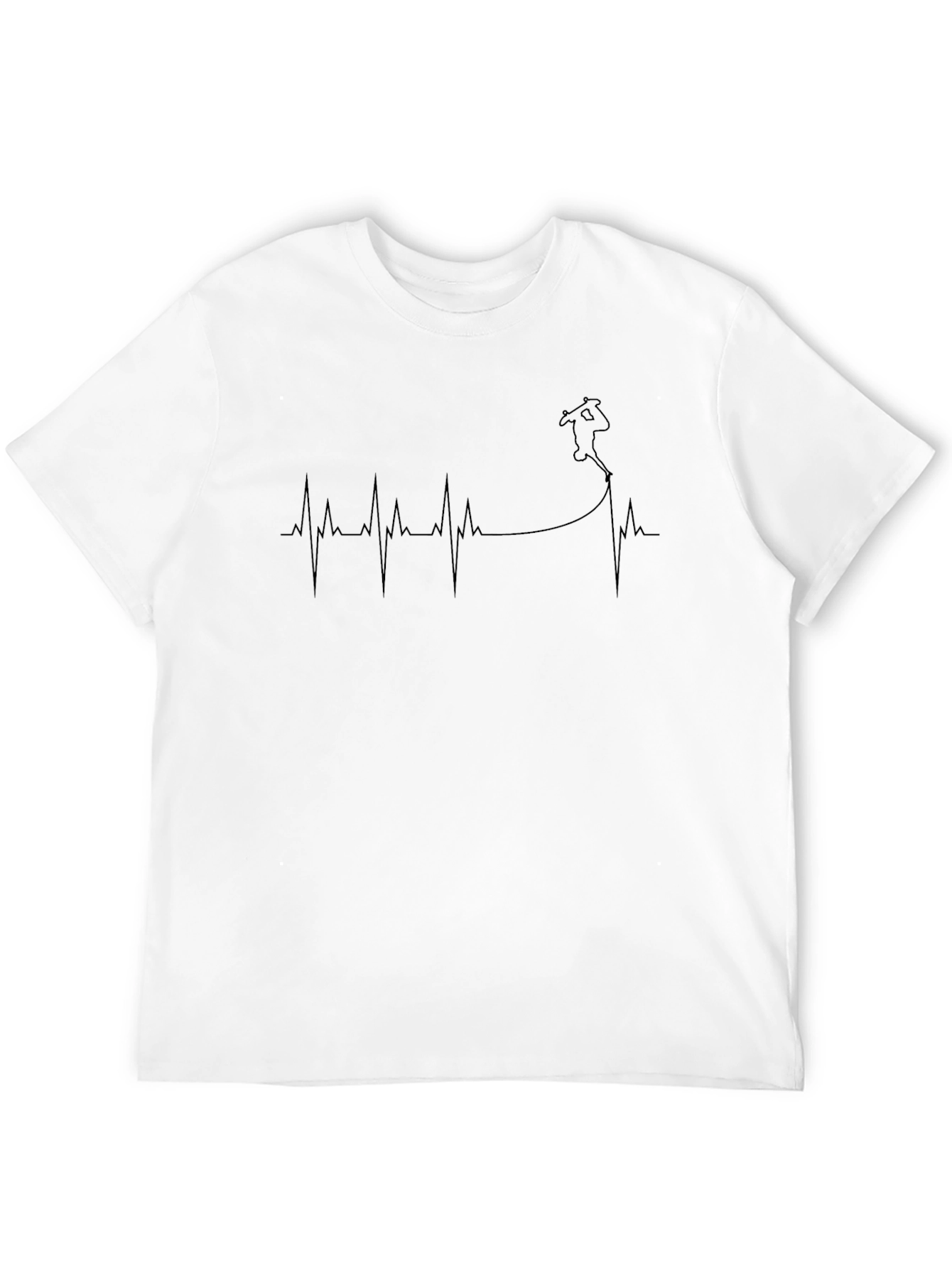 Skateboarding Heartbeat T-Shirt - Black Cotton Graphic Tee