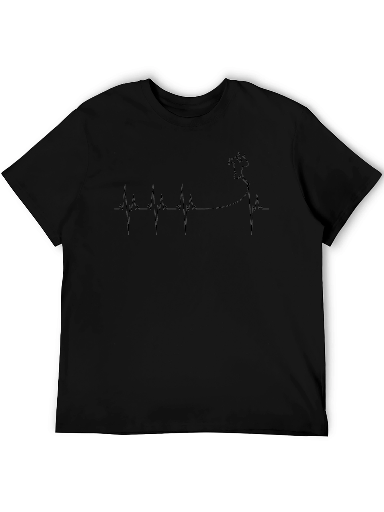 Skateboarding Heartbeat T-Shirt - Black Cotton Graphic Tee