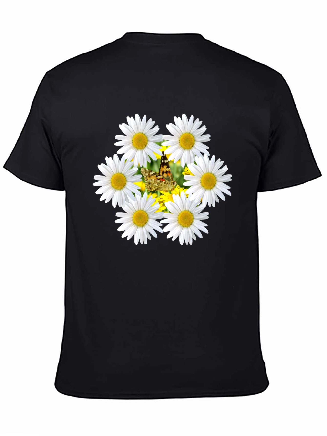 Daisy Butterfly Black T-Shirt