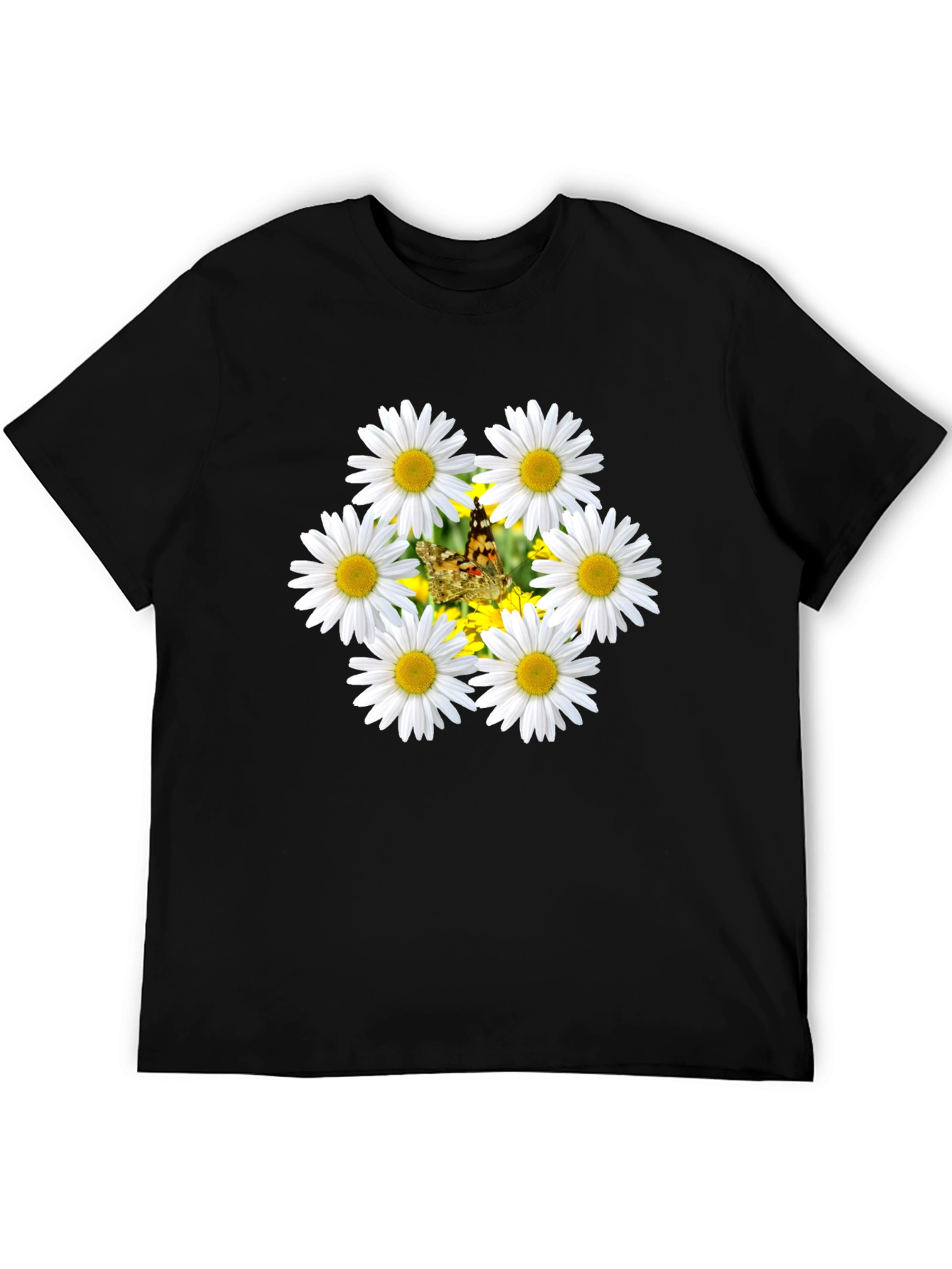 Daisy Butterfly Black T-Shirt