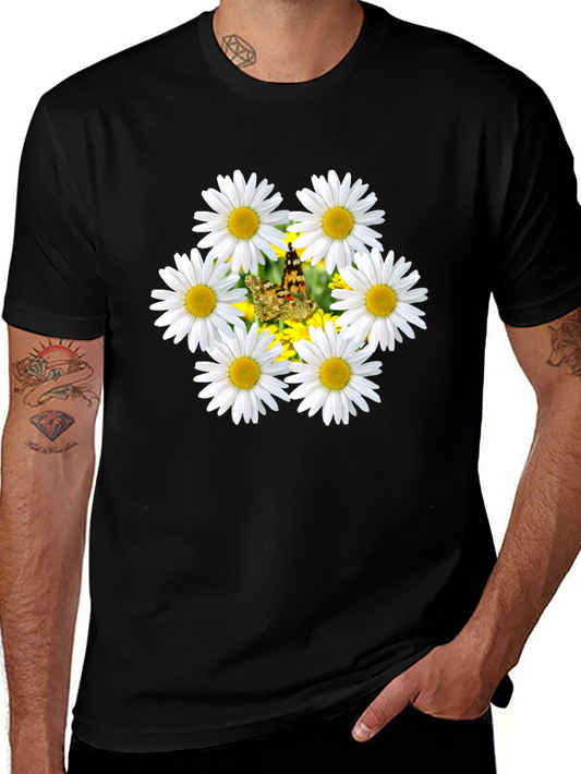 Daisy Butterfly Black T-Shirt