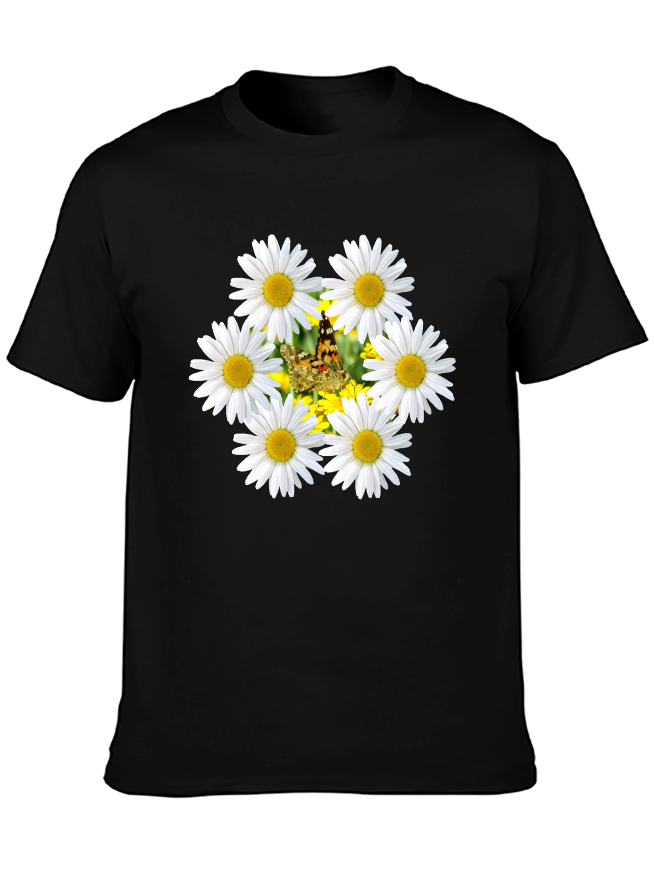 Daisy Butterfly Black T-Shirt
