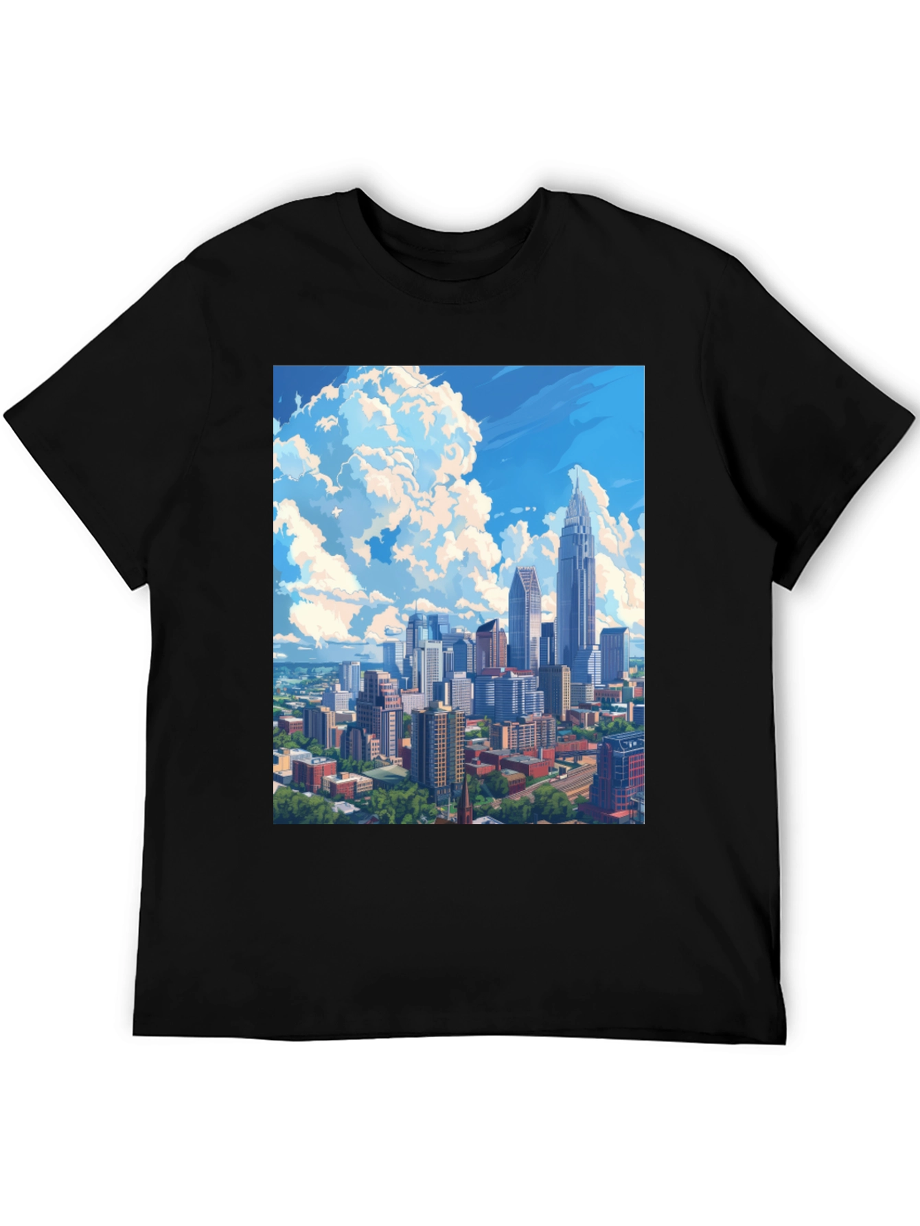 Cityscape Graphic Tee - Black Cotton Blend