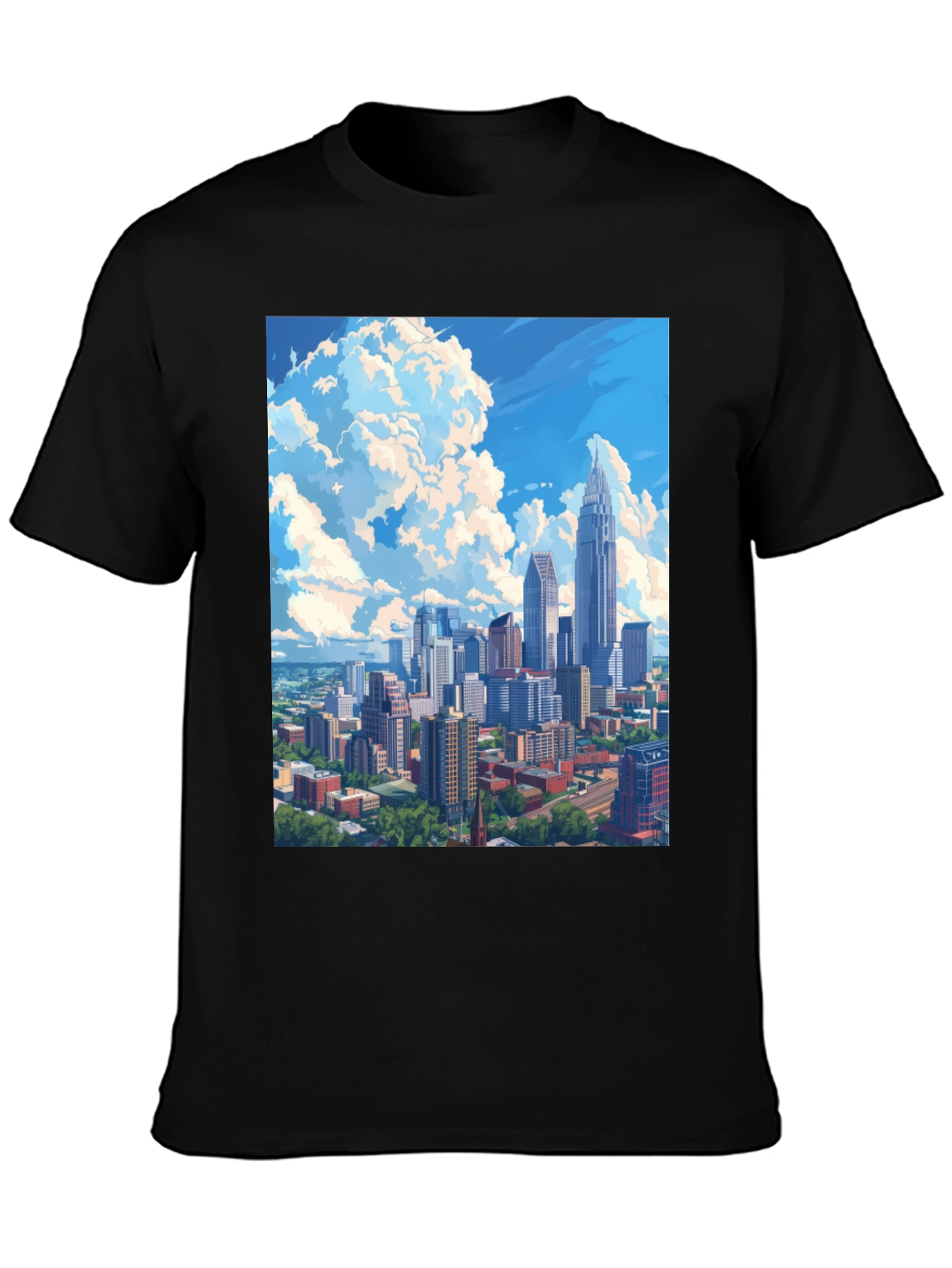Cityscape Graphic Tee - Black Cotton Blend