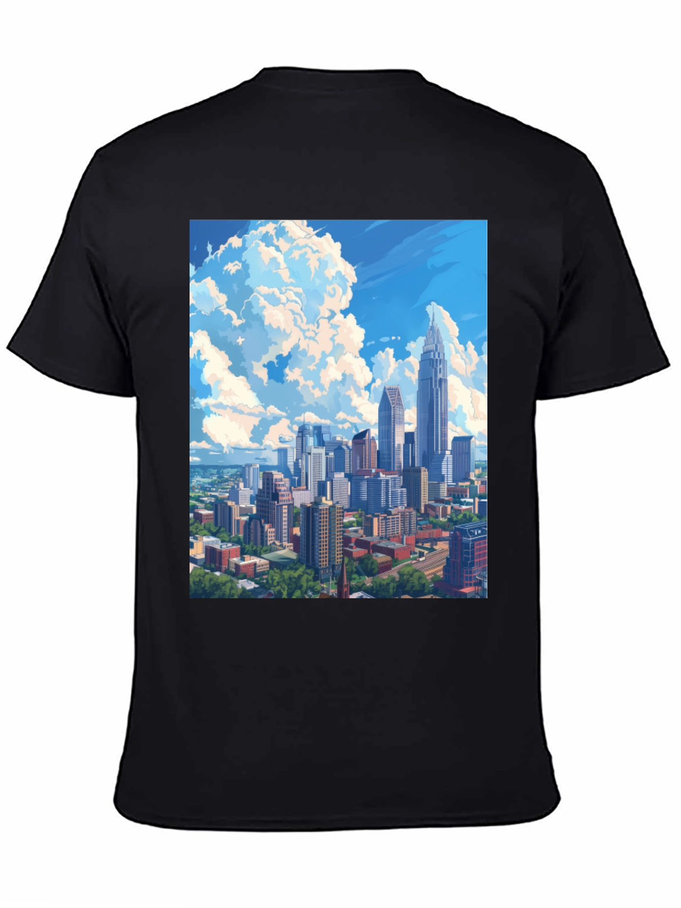 Cityscape Graphic Tee - Black Cotton Blend