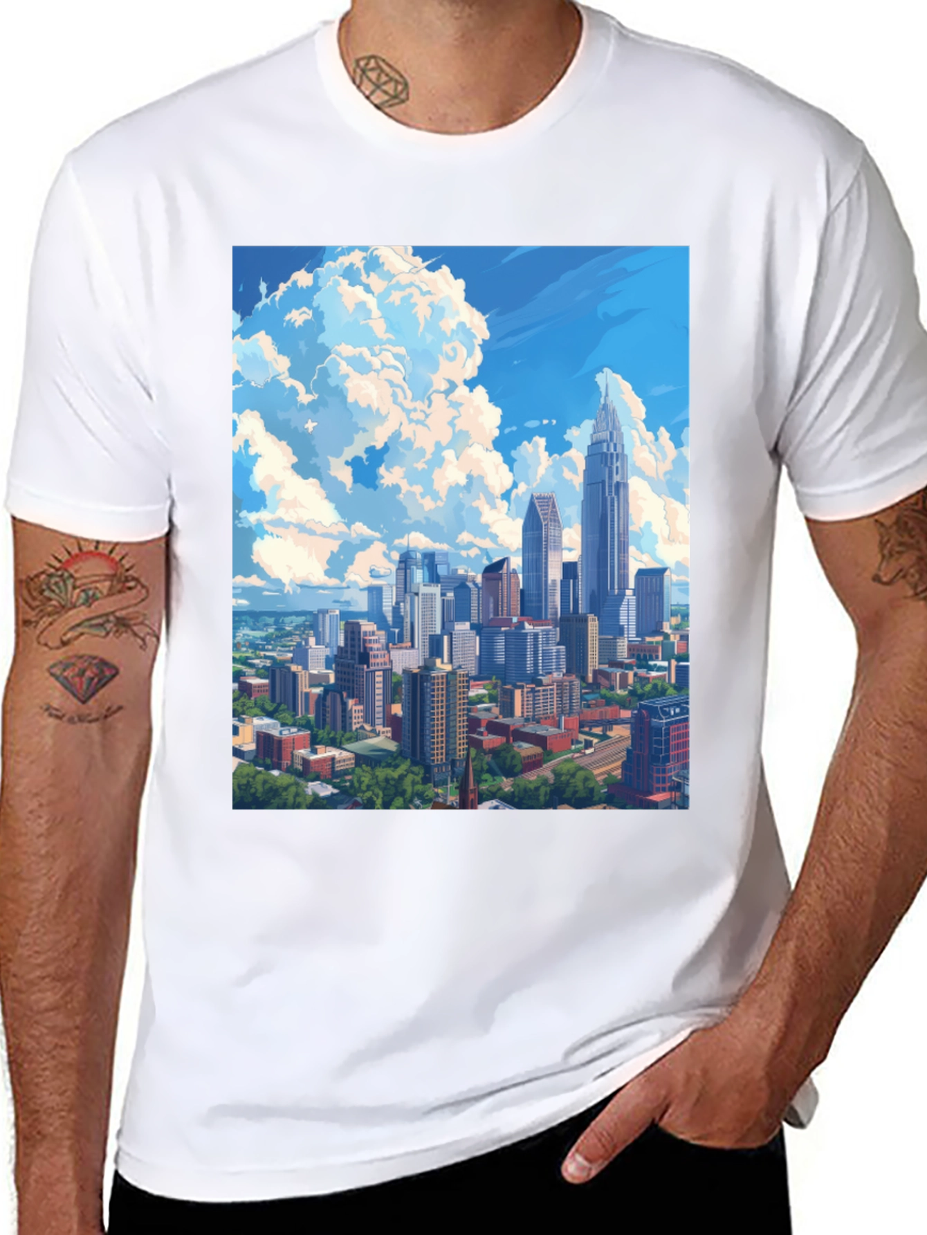 Cityscape Graphic Tee - Black Cotton Blend