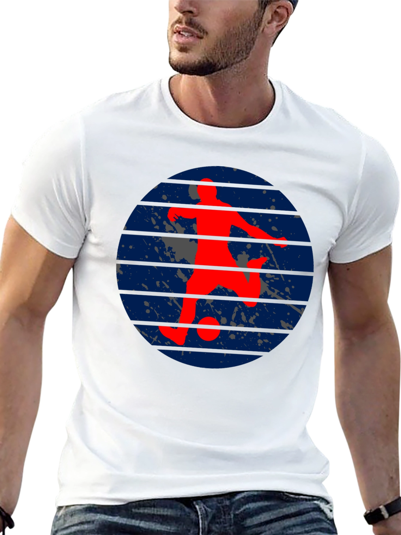 Soccer Player Graphic Tee - Retro Style
