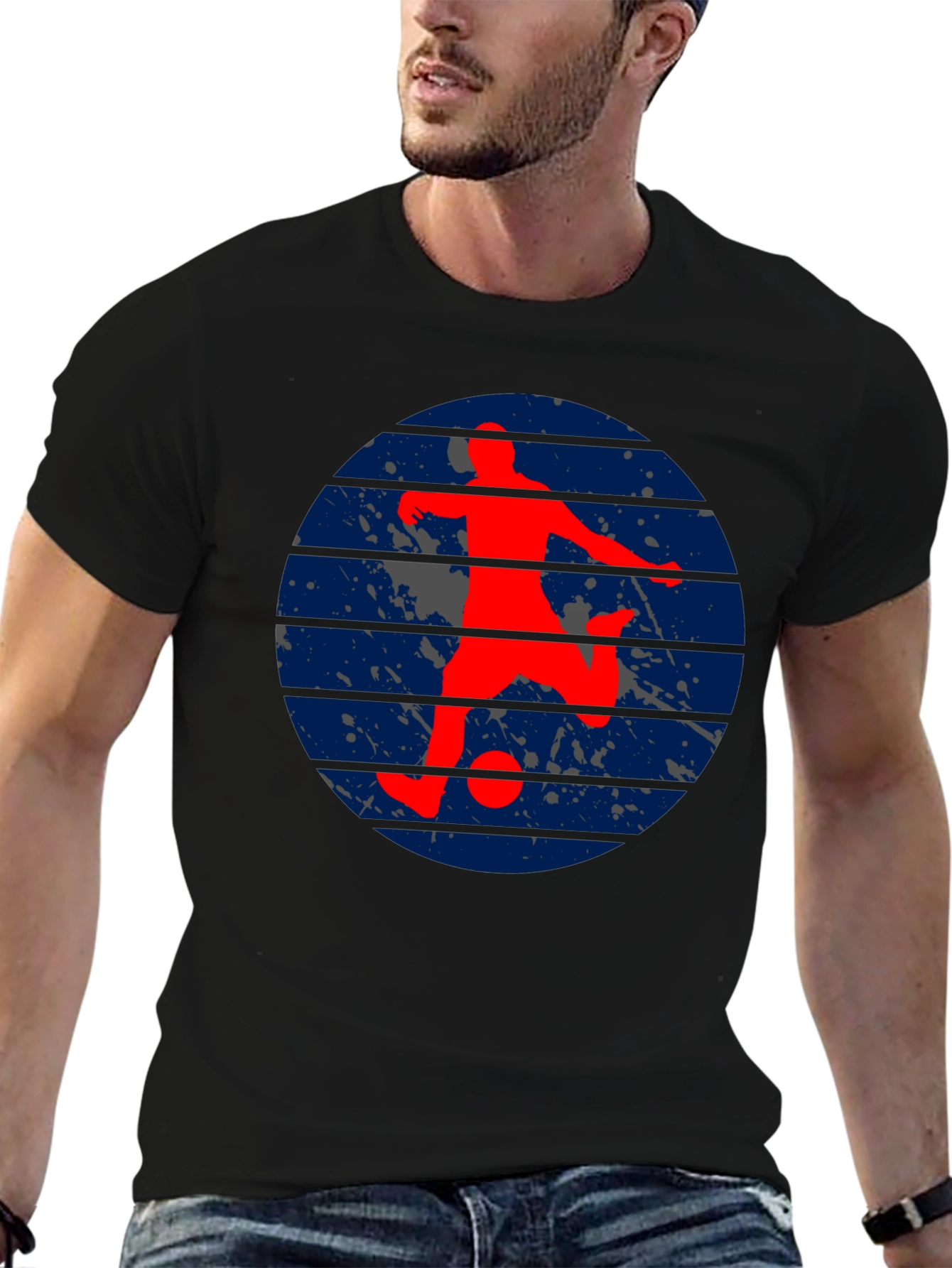 Soccer Player Graphic Tee - Retro Style