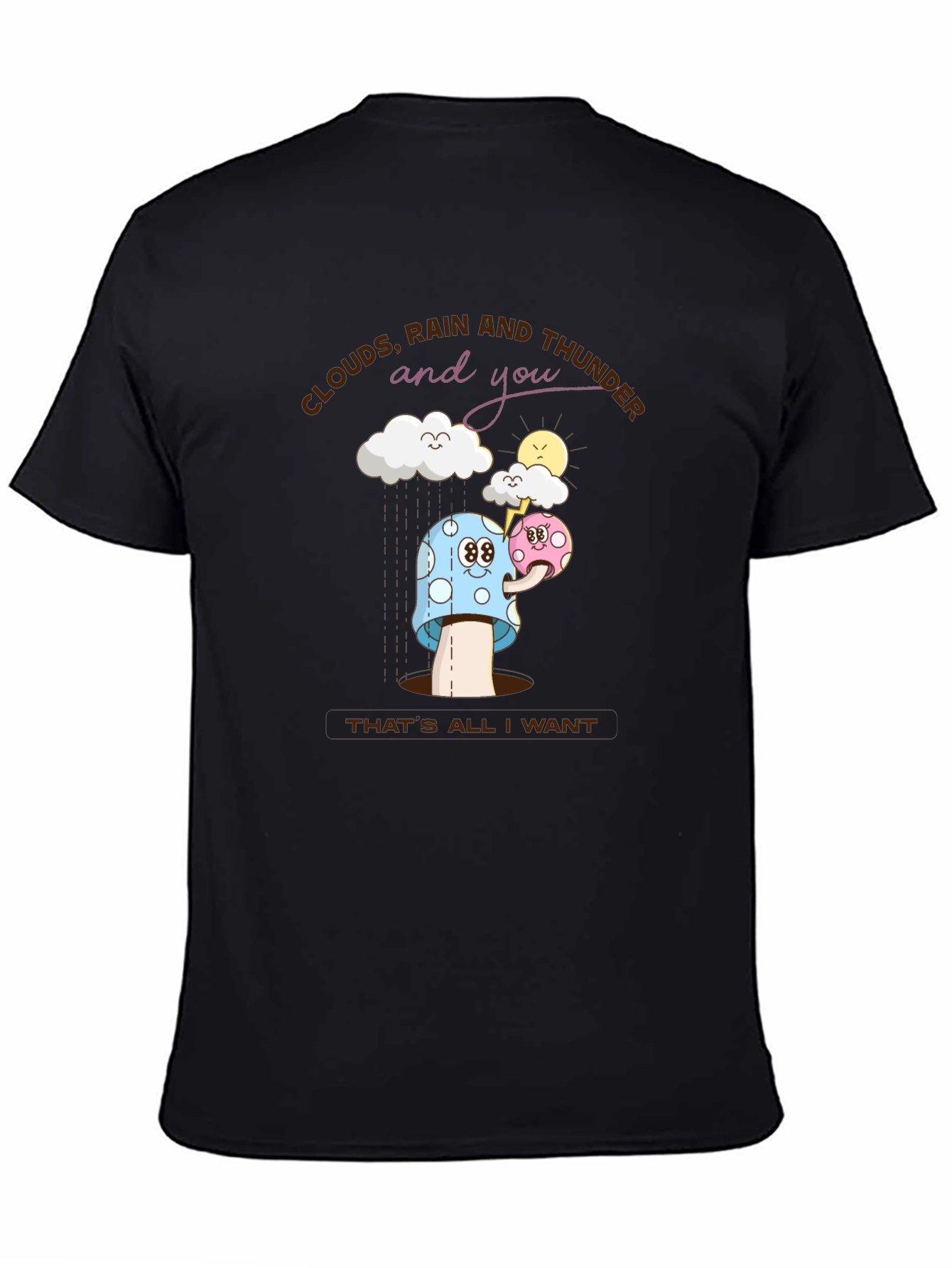 Cartoon Clouds Rain Mushroom T-Shirt
