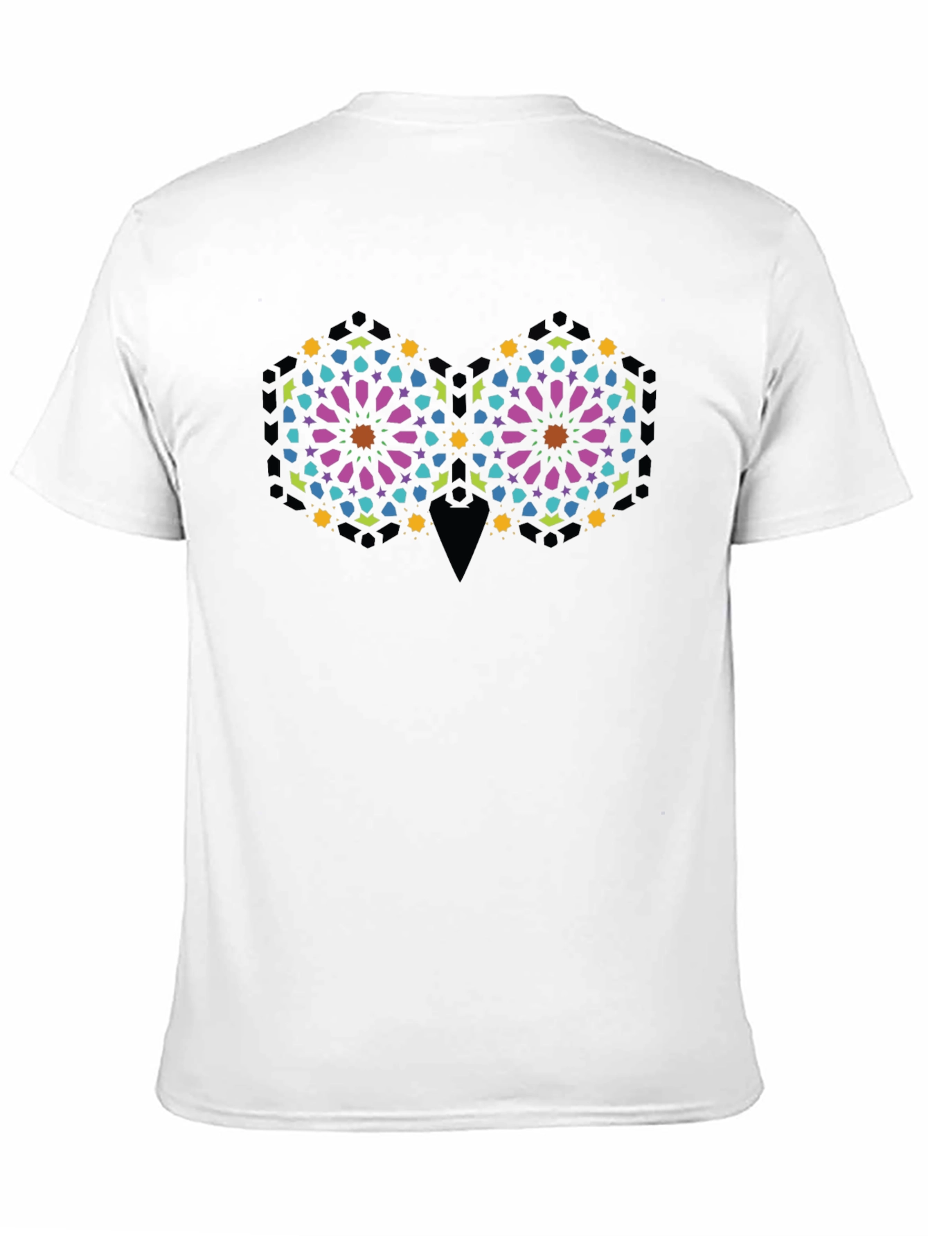 Geometric Owl Graphic Print Black T-Shirt