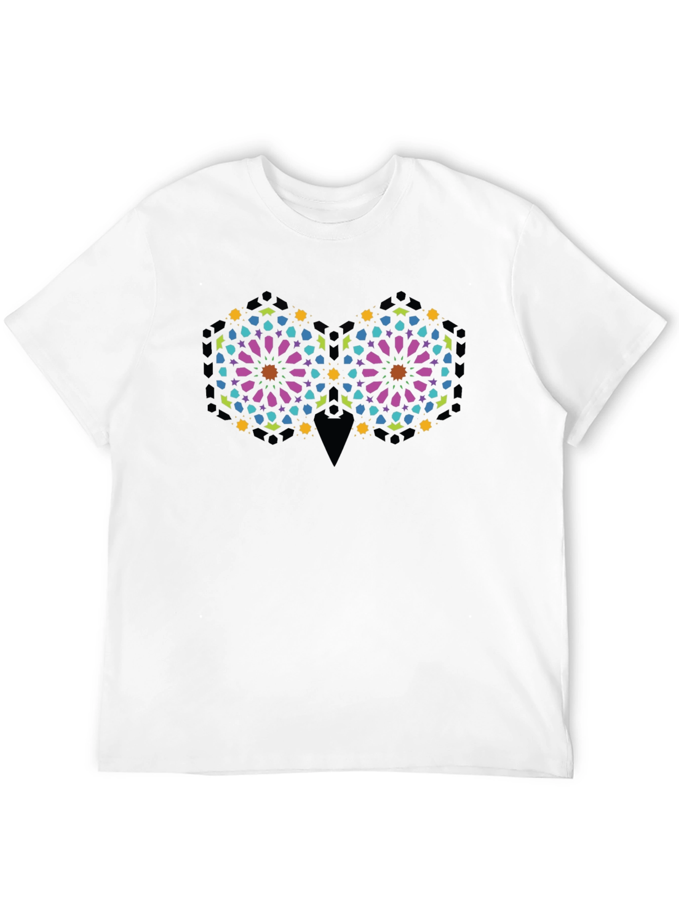 Geometric Owl Graphic Print Black T-Shirt