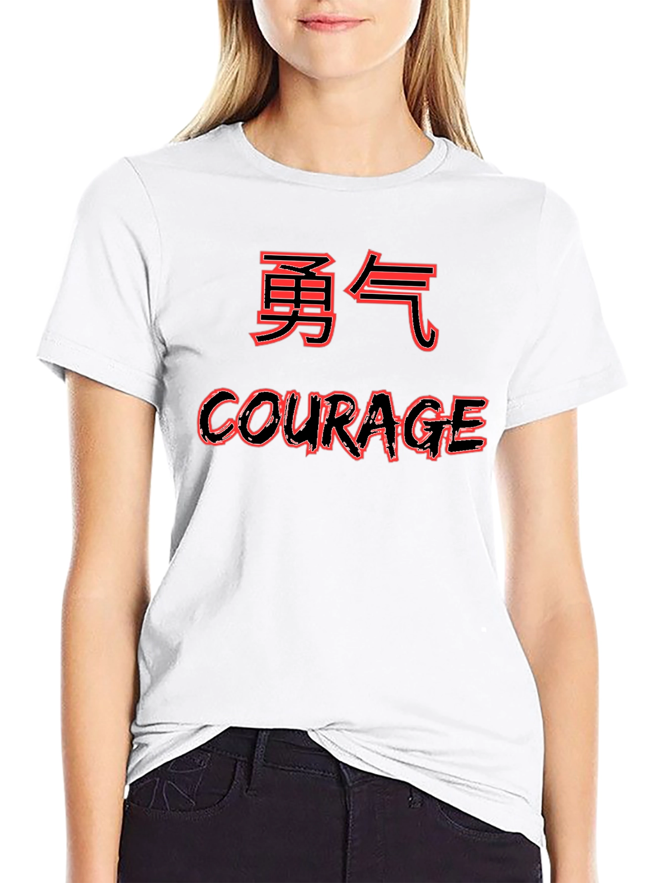 Courage Kanji Graphic T-Shirt - Black
