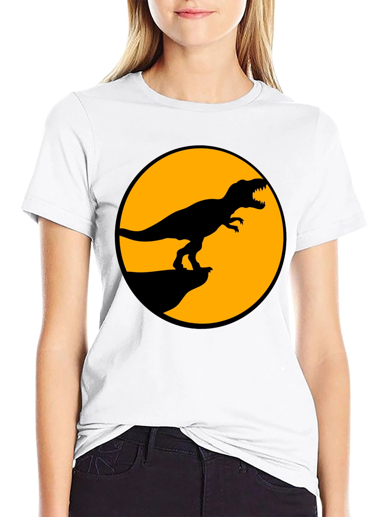 Dinosaur Graphic Tee - Black T-Rex Circle Design