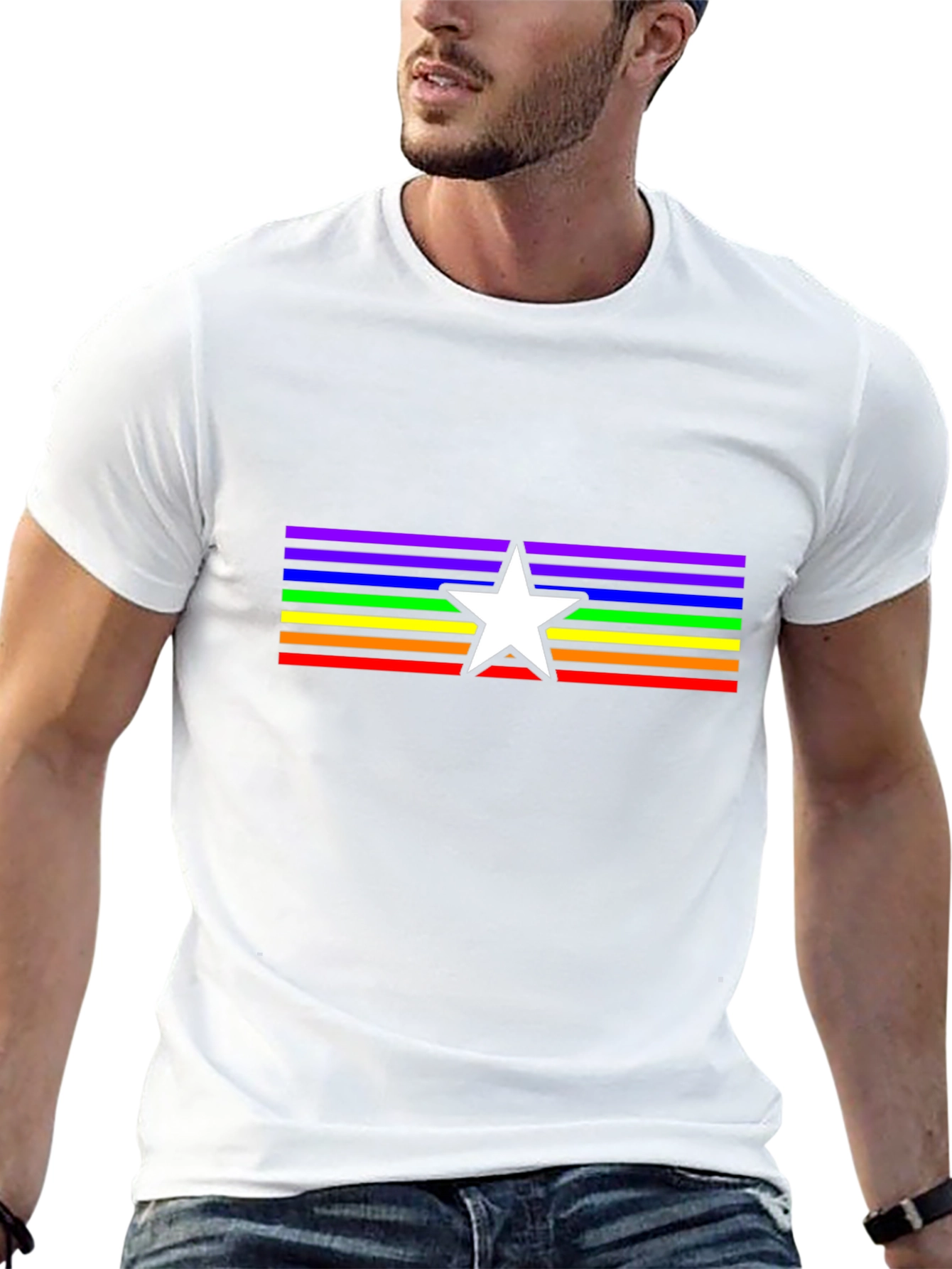 Rainbow Star Pride T-Shirt - Black