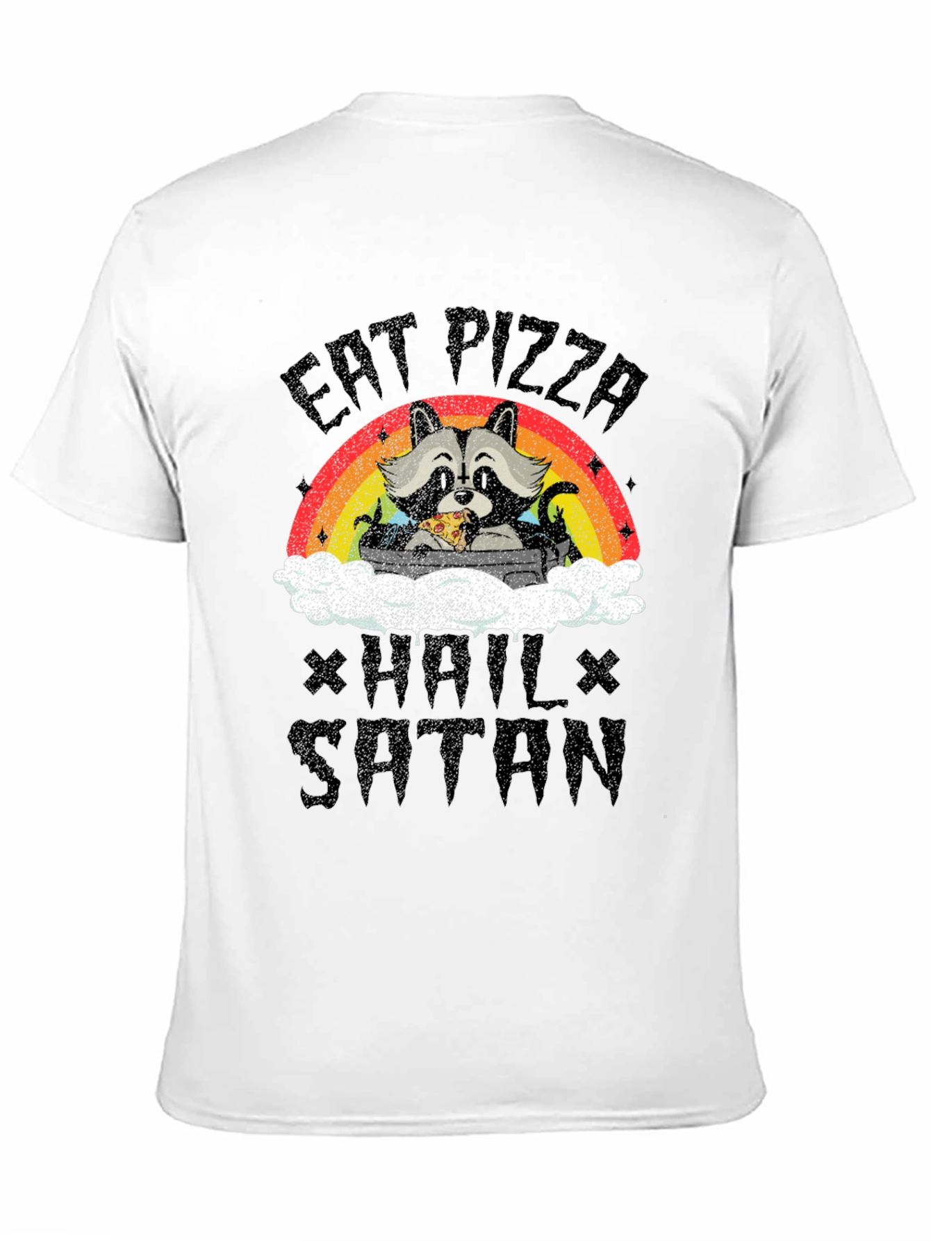 Eat Pizza Hail Satan Raccoon T-Shirt