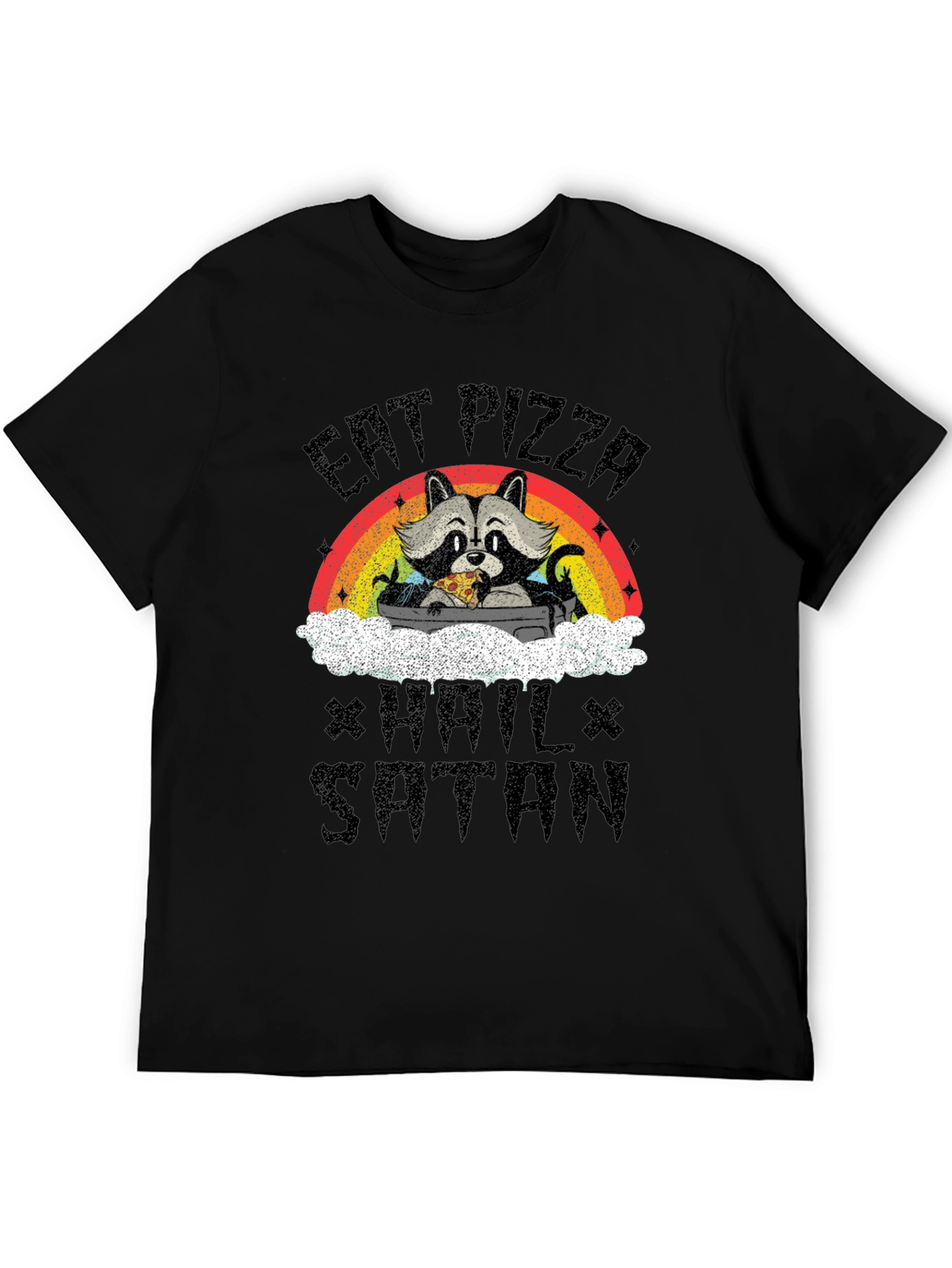 Eat Pizza Hail Satan Raccoon T-Shirt
