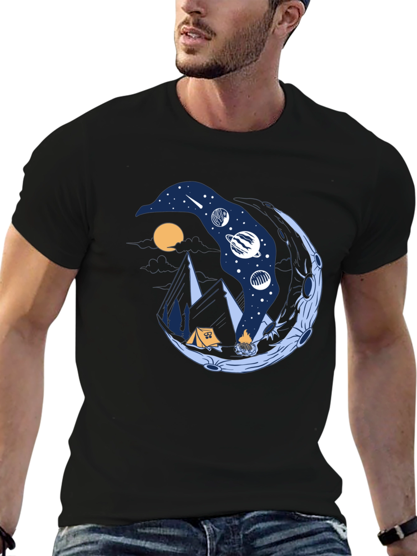 Cosmic Camping Black T-Shirt