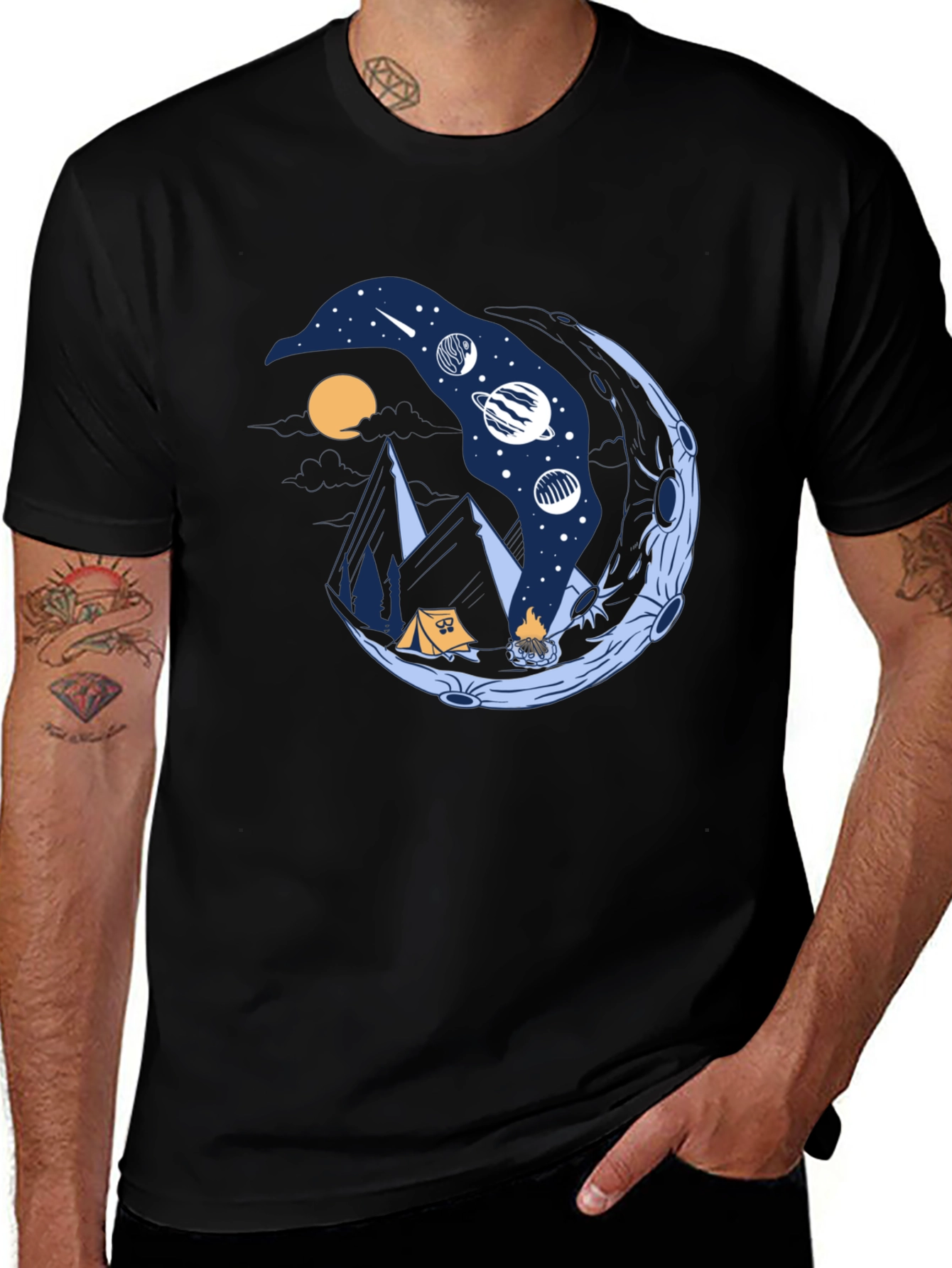 Cosmic Camping Black T-Shirt