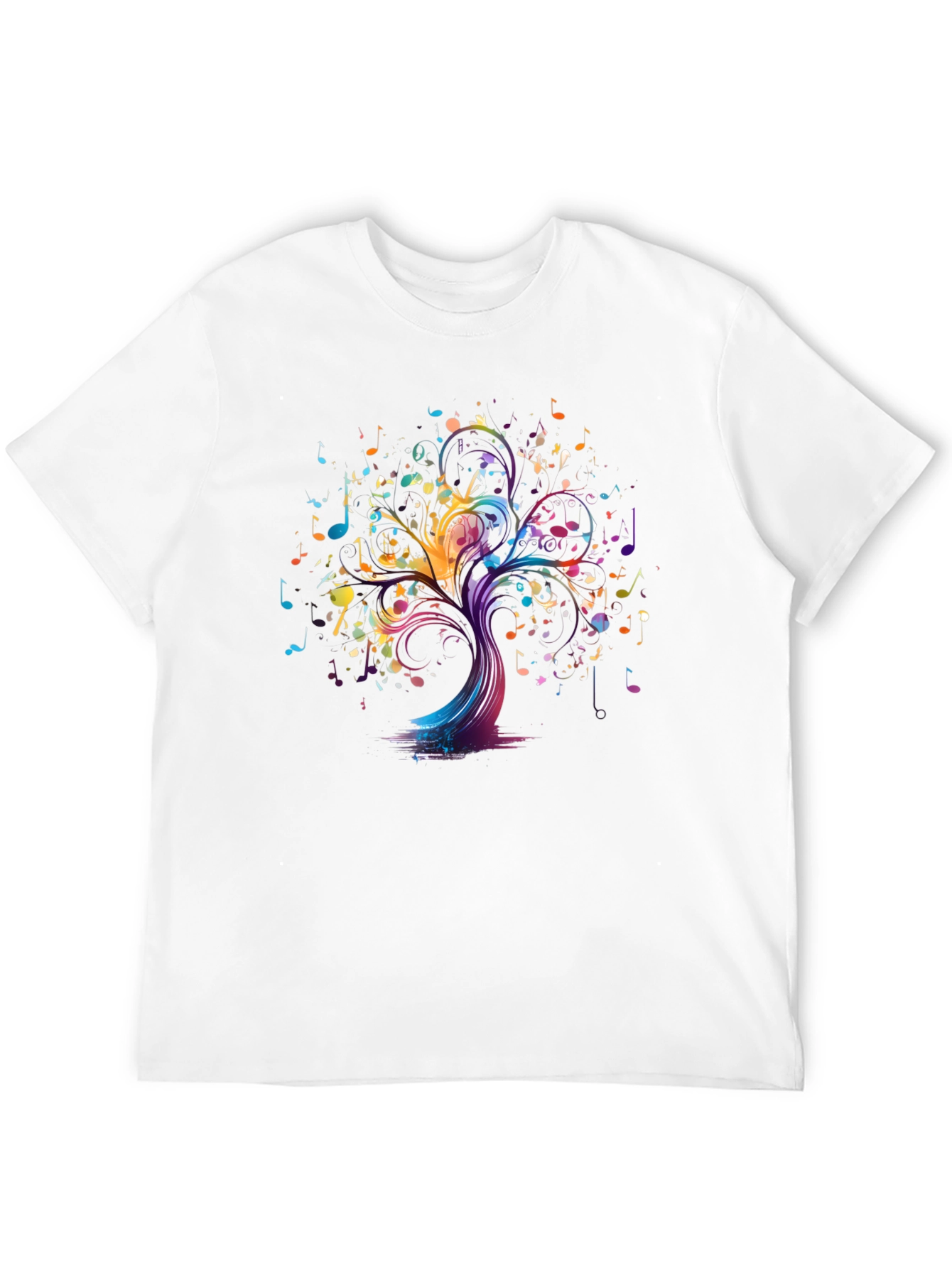 Musical Tree Graphic Tee - Black Cotton T-Shirt