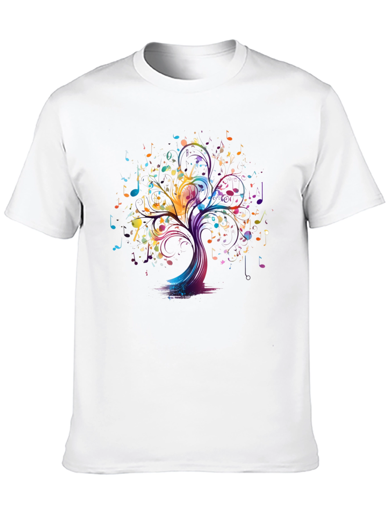 Musical Tree Graphic Tee - Black Cotton T-Shirt